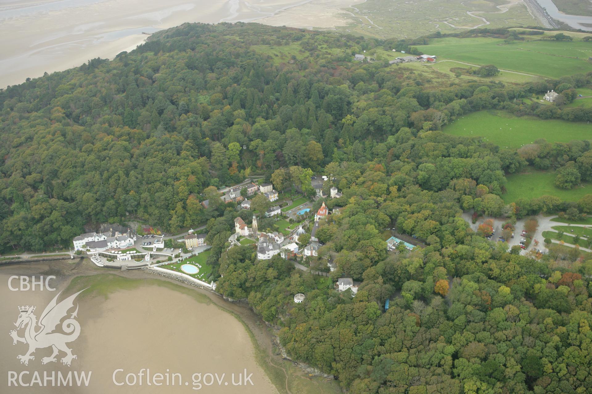 RCAHMW colour oblique photograph of Portmeirion grounds and gardens. Taken by Toby Driver on 08/10/2007.