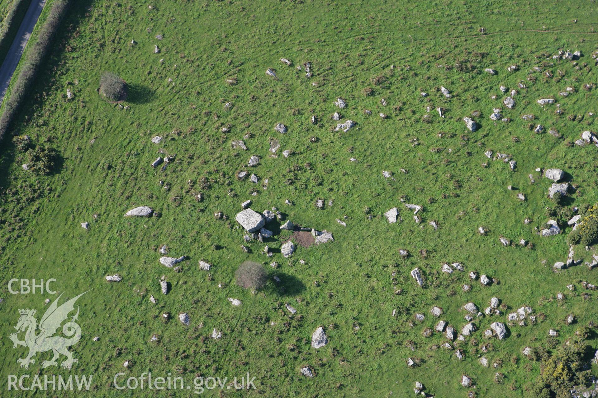 RCAHMW colour oblique photograph of Carn Turne burial chamber; Garn Turne; Old Coldstone. Taken by Toby Driver on 23/10/2007.