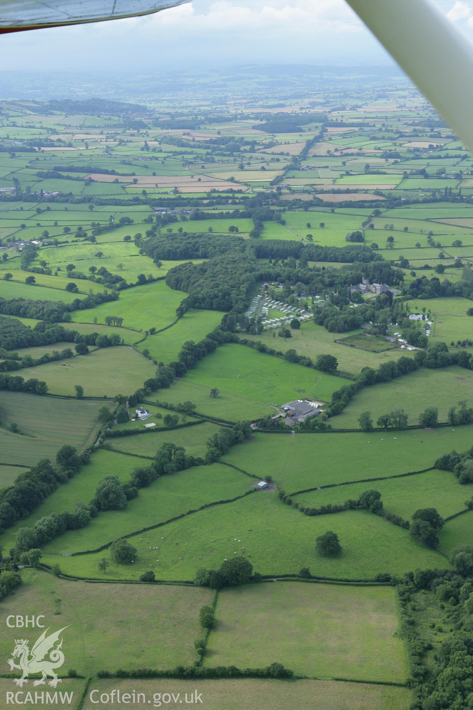 RCAHMW colour oblique aerial photograph of a section of Offa's Dyke at Cwm. Taken on 09 July 2007 by Toby Driver