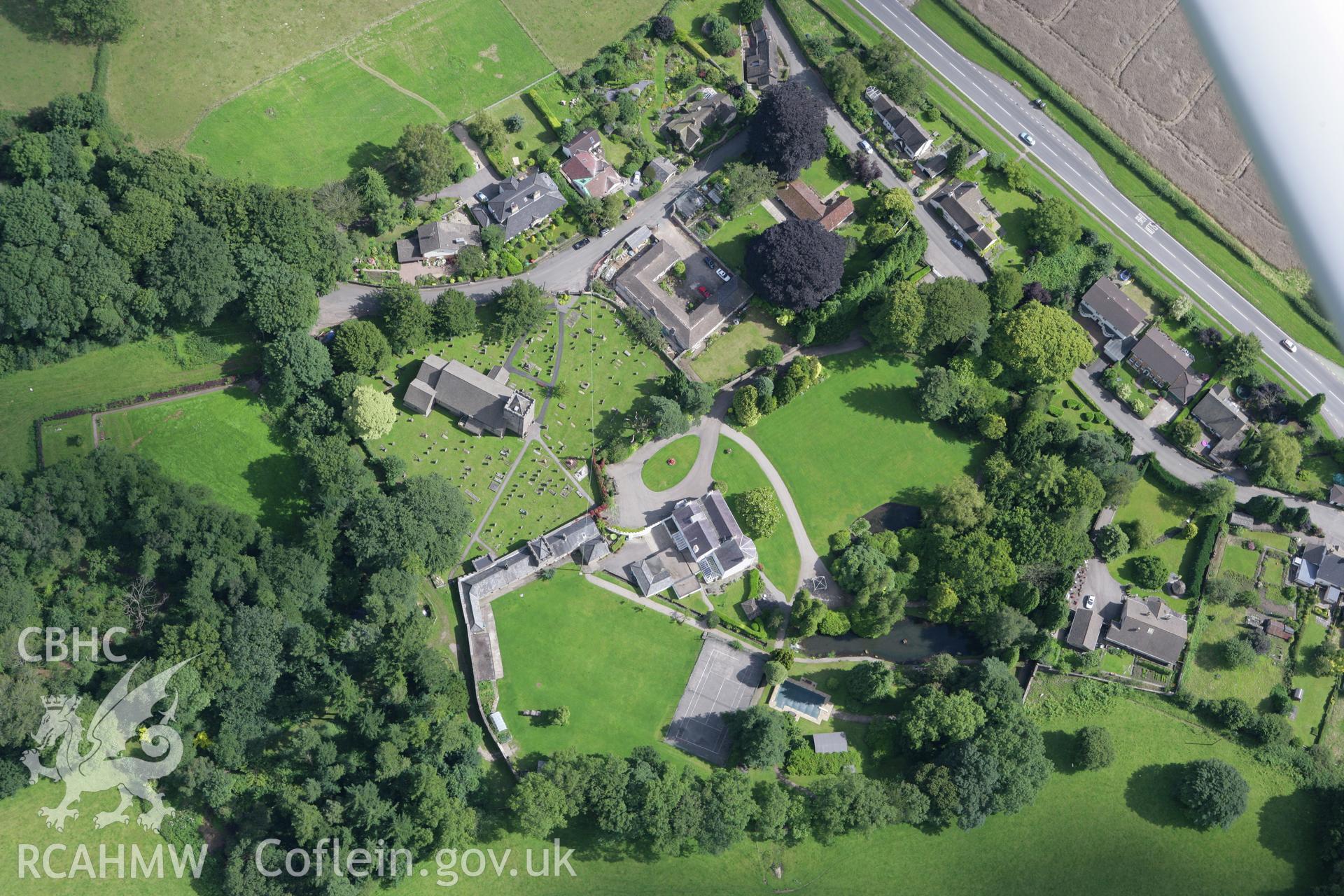 RCAHMW colour oblique aerial photograph of St Michael's Church, Lower Machen. Taken on 30 July 2007 by Toby Driver