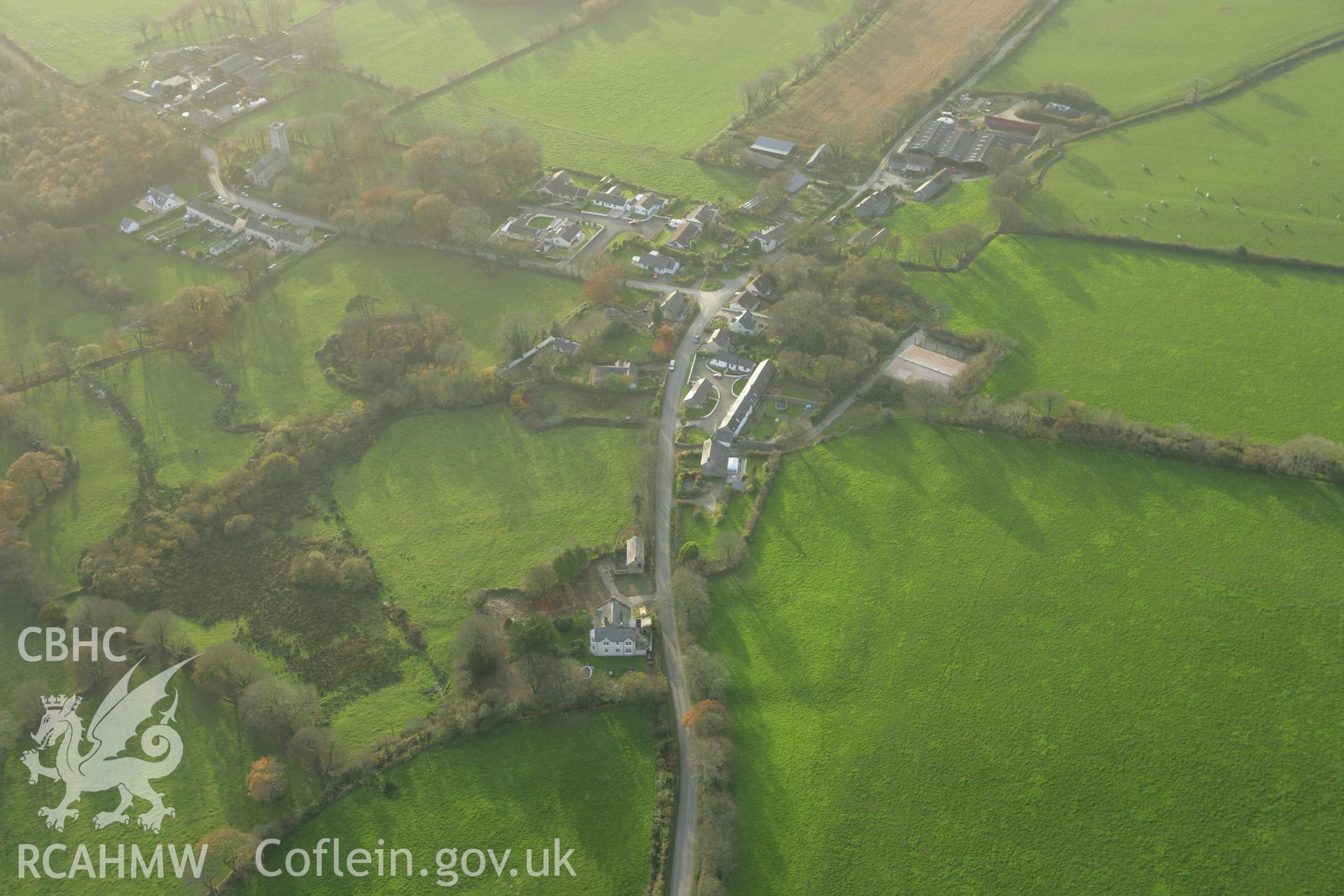 RCAHMW colour oblique photograph of Shrunken Village, New Moat. Taken by Toby Driver on 06/11/2007.