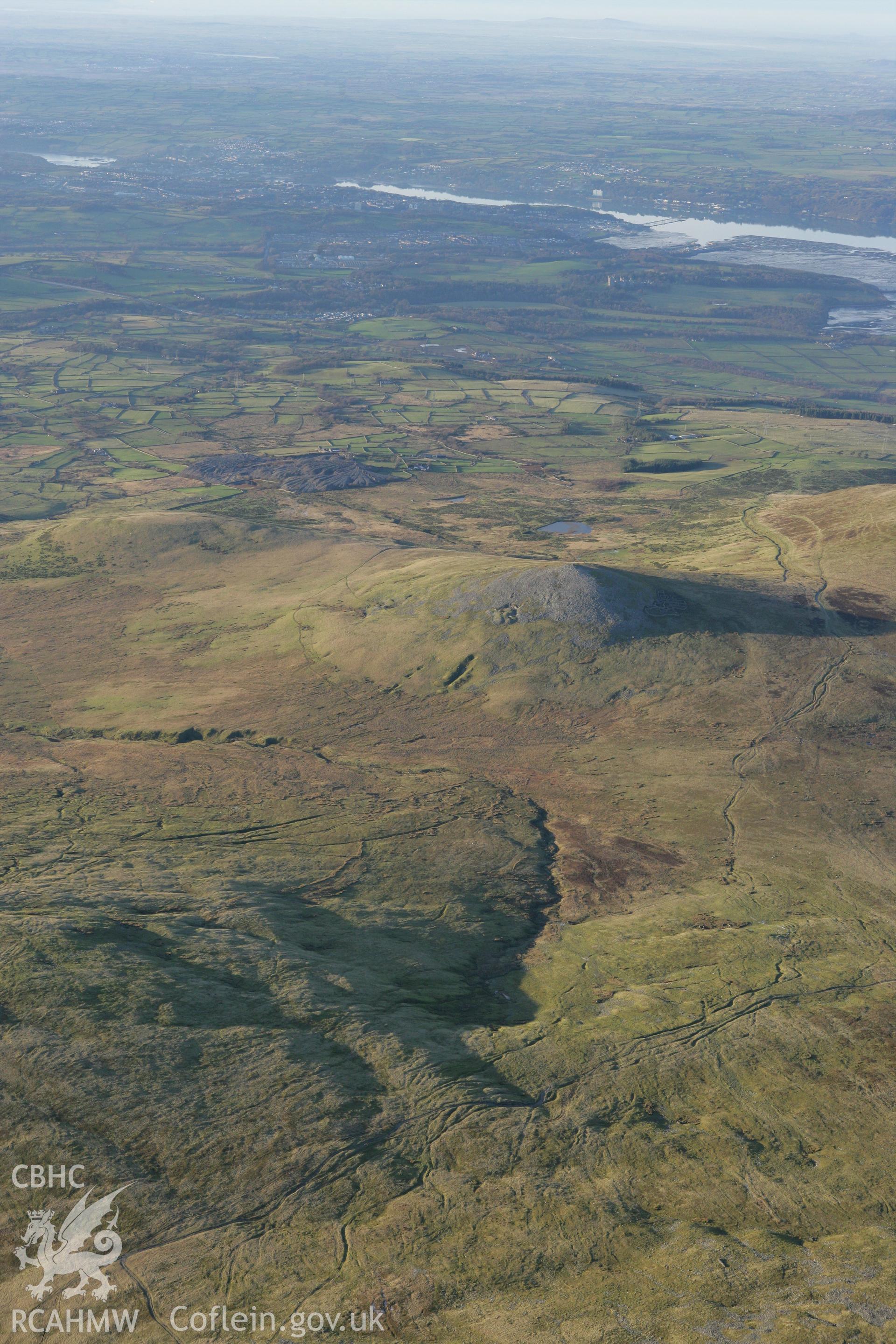 RCAHMW colour oblique photograph of Gyrn landscape, from the south-east. Taken by Toby Driver on 20/12/2007.