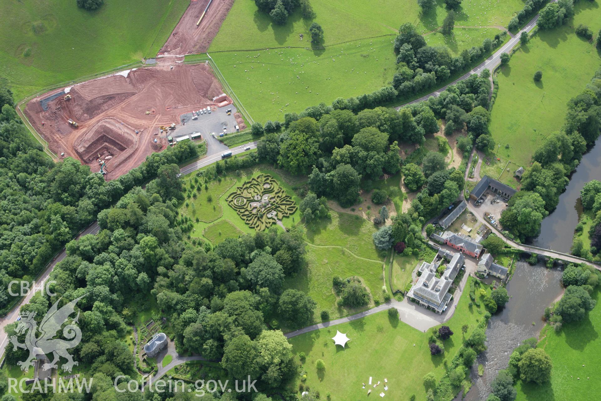 RCAHMW colour oblique aerial photograph of Penpont Garden, Trallong. Taken on 09 July 2007 by Toby Driver