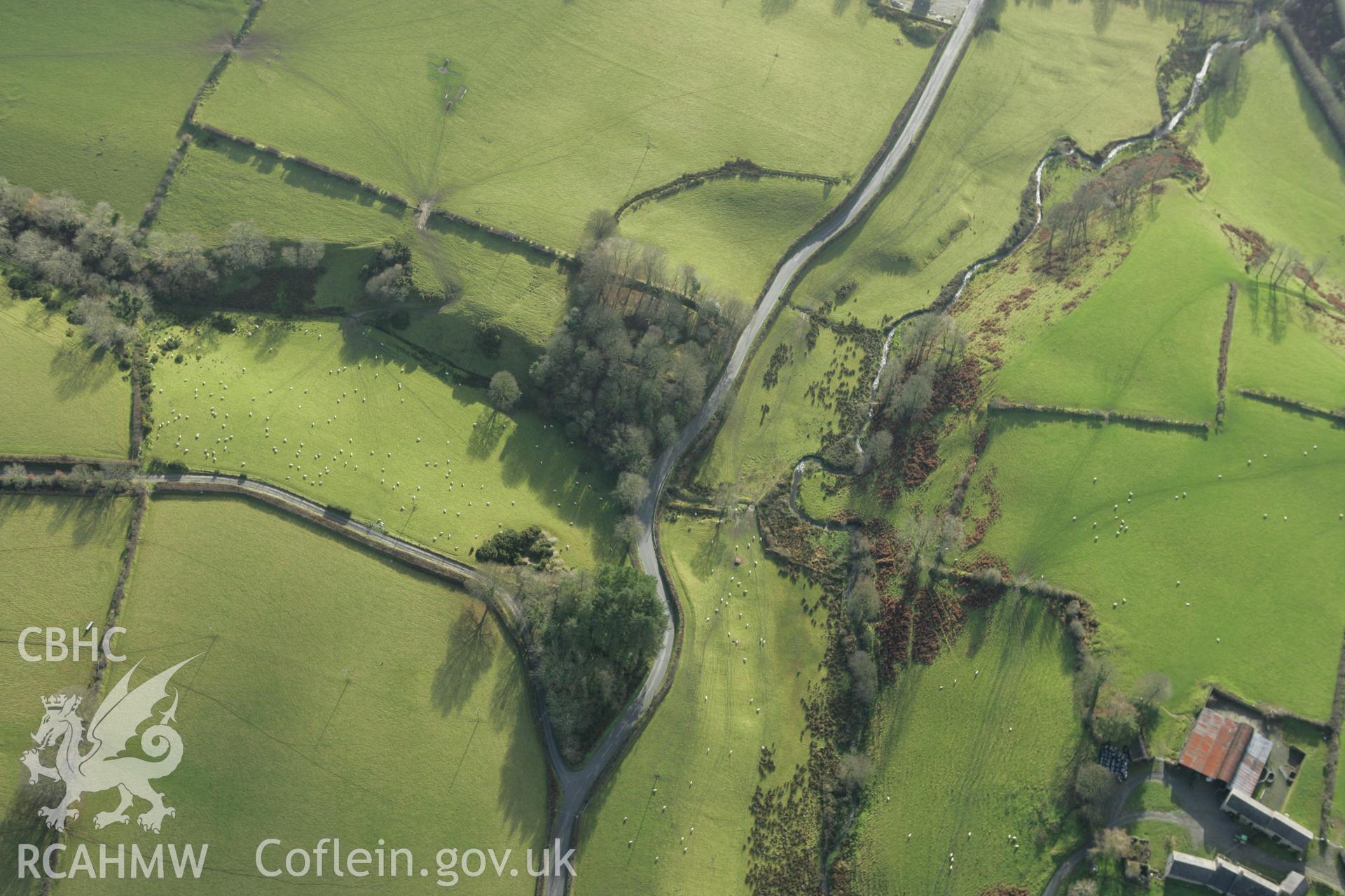 RCAHMW colour oblique photograph of Castell Hywel. Taken by Toby Driver on 29/11/2007.