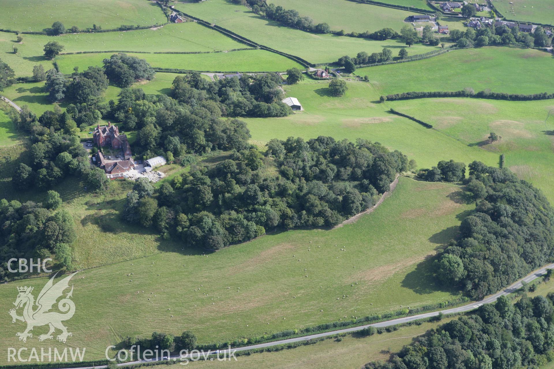 RCAHMW colour oblique aerial photograph of Cefn Brytalch Castle. Taken on 06 September 2007 by Toby Driver