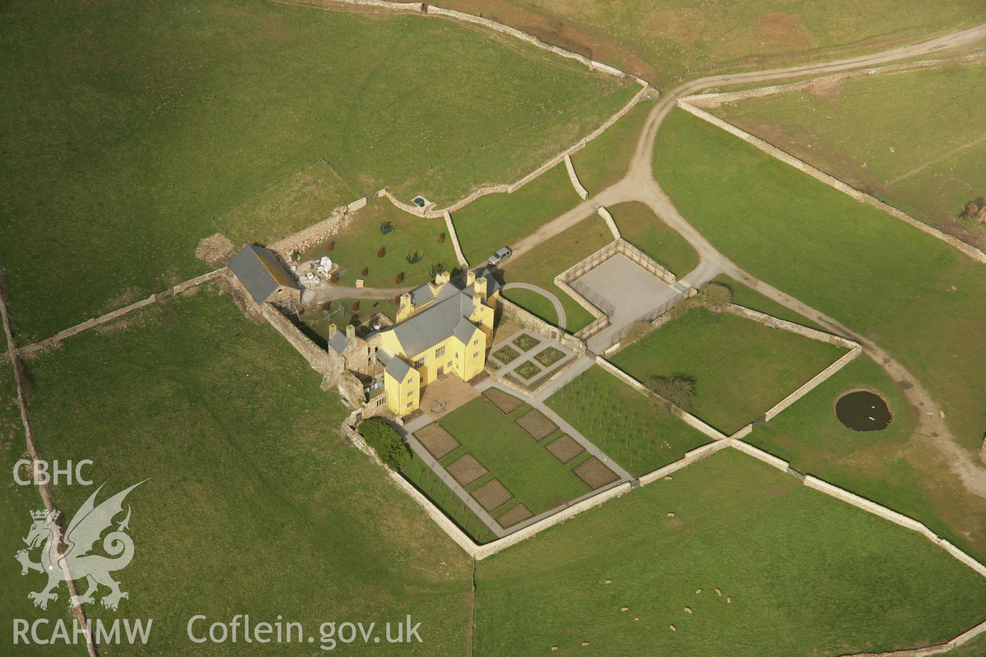 RCAHMW colour oblique aerial photograph of Sker House. Taken on 16 March 2007 by Toby Driver