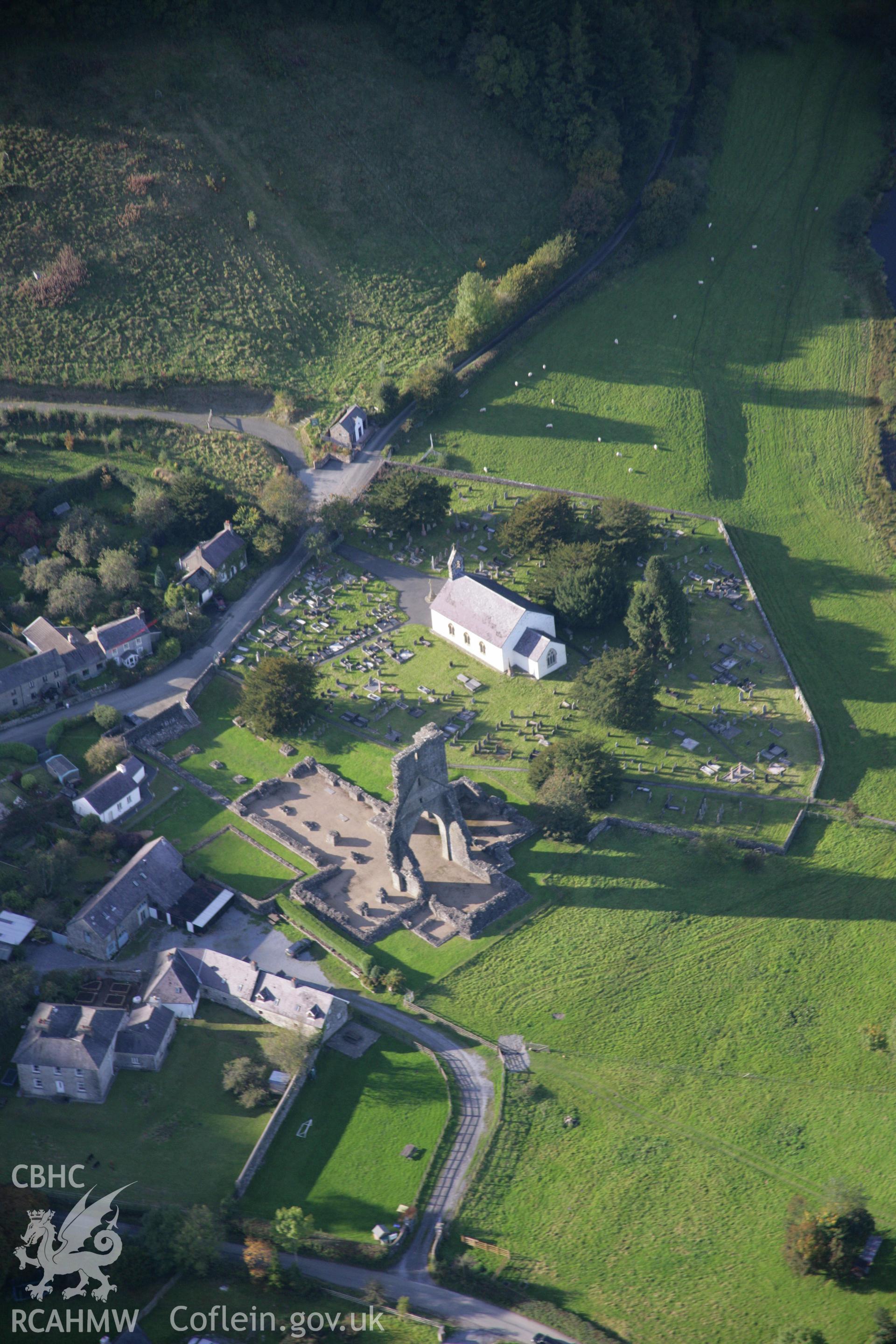 RCAHMW colour oblique photograph of Talley Abbey. Taken by Toby Driver on 04/10/2007.