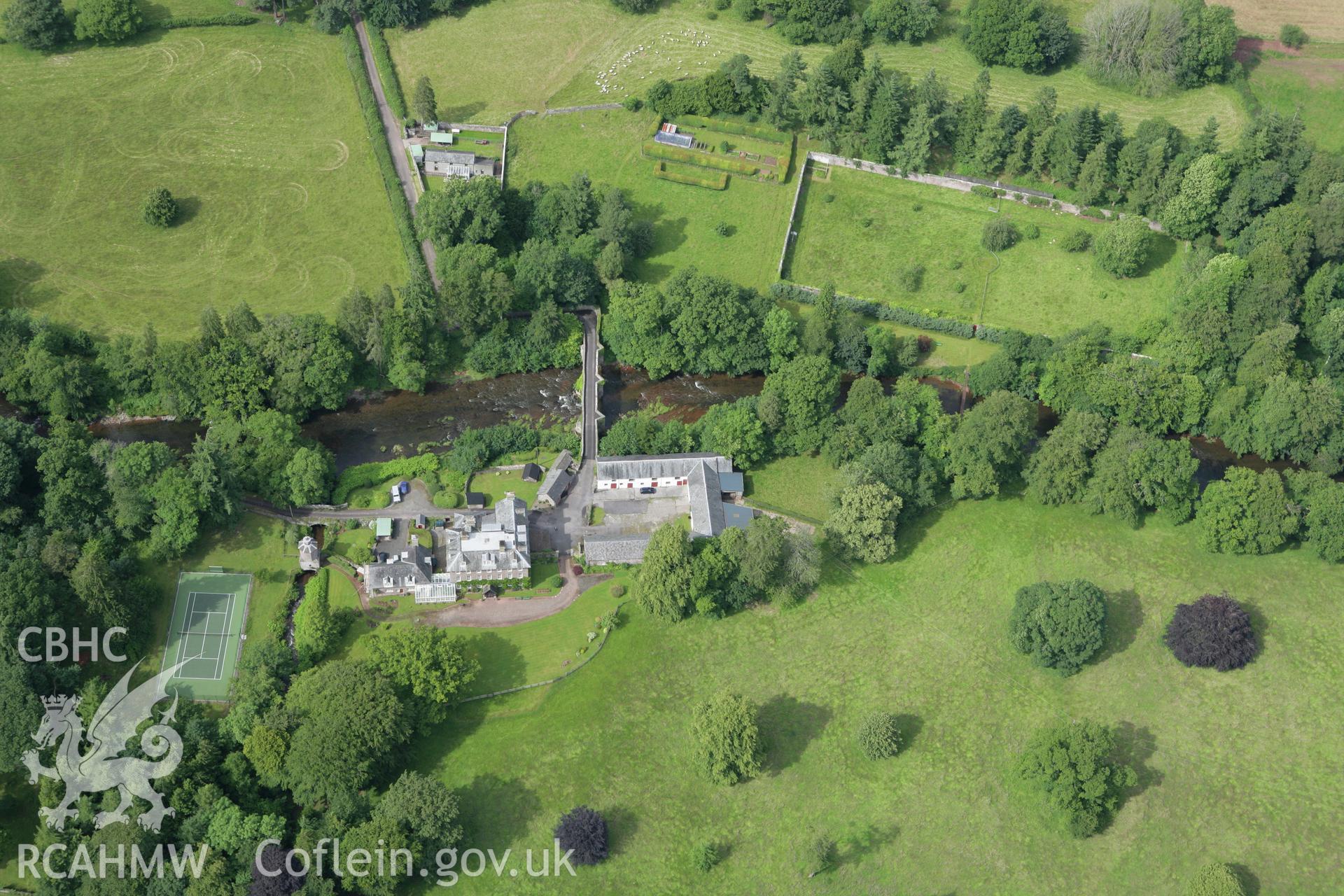 RCAHMW colour oblique aerial photograph of Abercamlais Mansion, Trallong. Taken on 09 July 2007 by Toby Driver