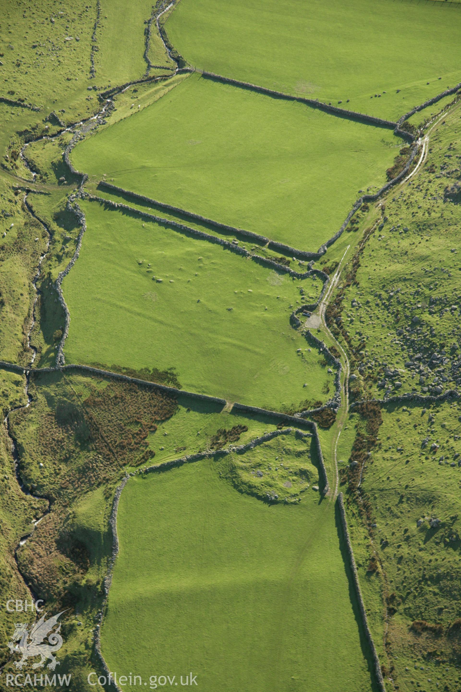 RCAHMW colour oblique aerial photograph of Cwm-Ceiliog Settlement. Taken on 25 January 2007 by Toby Driver