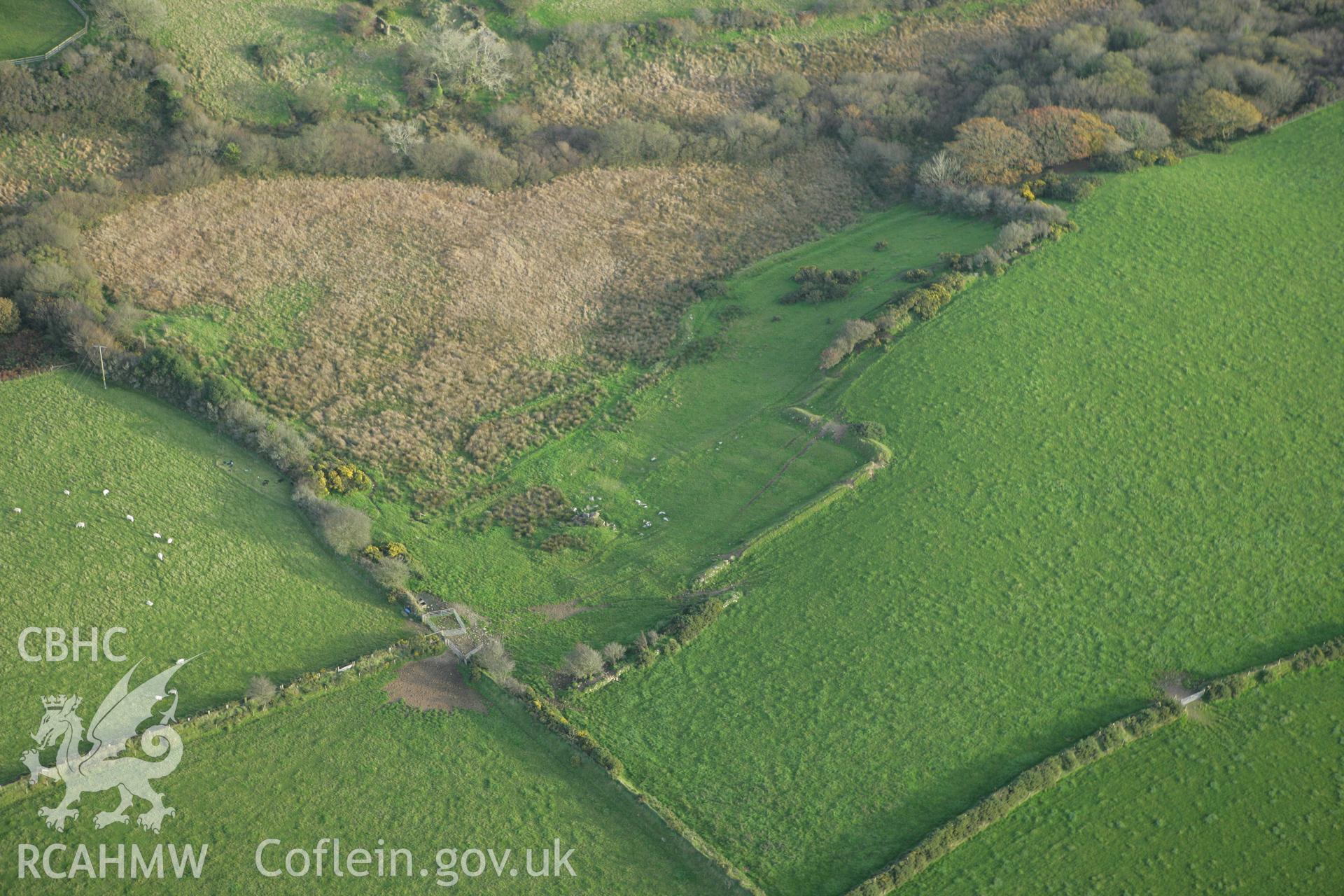 RCAHMW colour oblique photograph of Meini hirion, deserted rural settlement. Taken by Toby Driver on 06/11/2007.