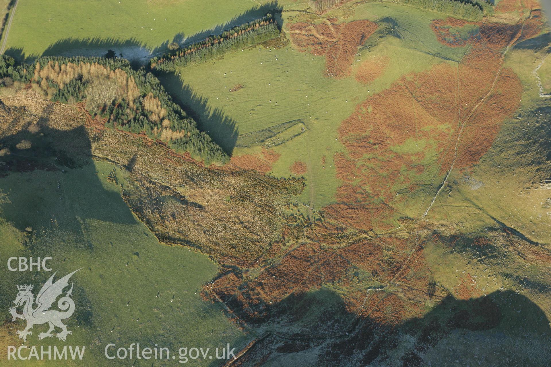 RCAHMW colour oblique photograph of the Troed y Rhiw landscape. Taken by Toby Driver on 20/12/2007.