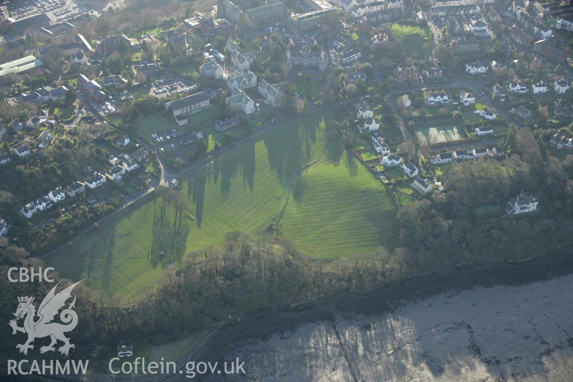 RCAHMW colour oblique aerial photograph of Camp Hill Earthwork. Taken on 25 January 2007 by Toby Driver