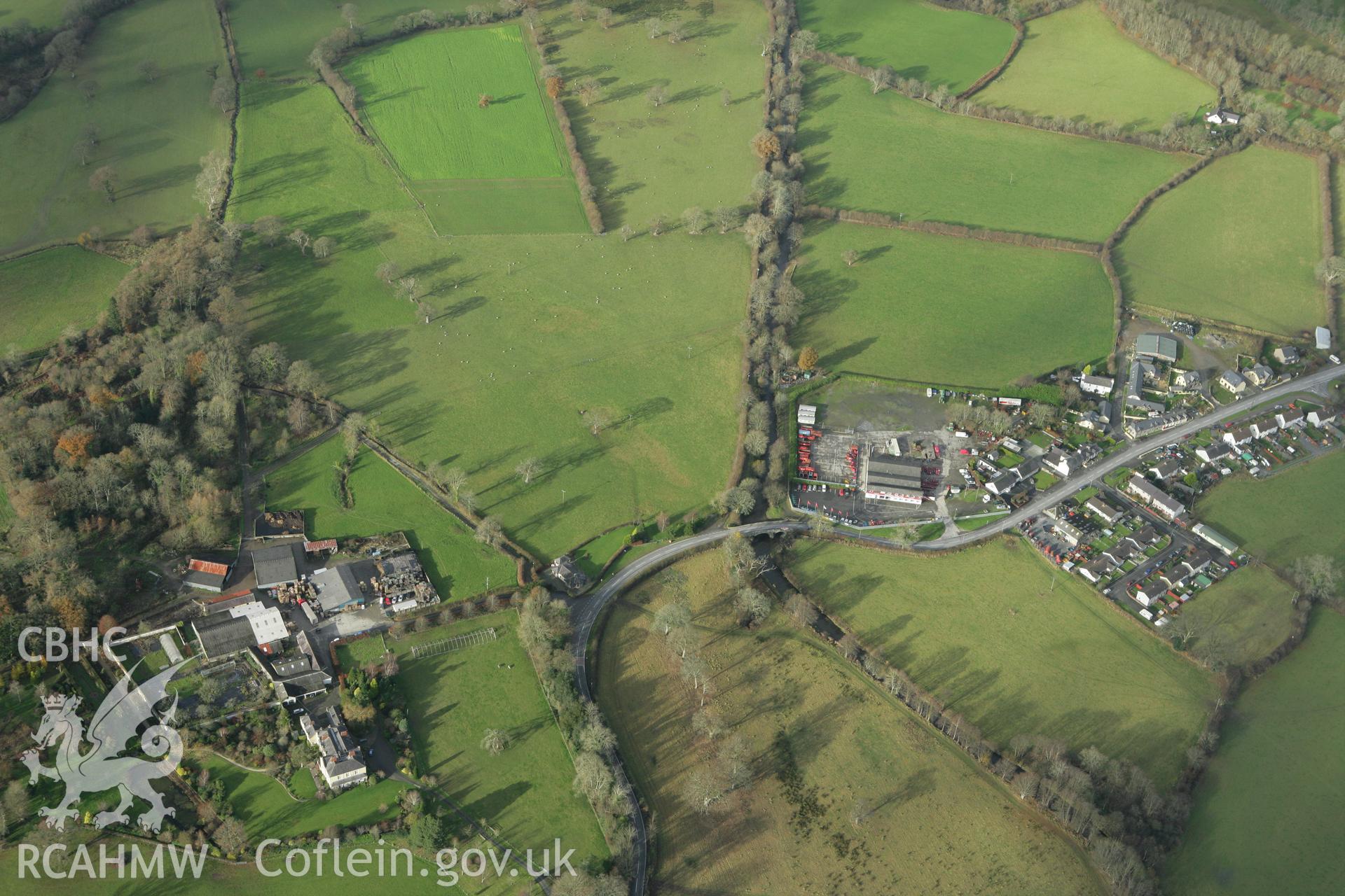 RCAHMW colour oblique photograph of Llanllyr, and Talsarn Village. Taken by Toby Driver on 29/11/2007.