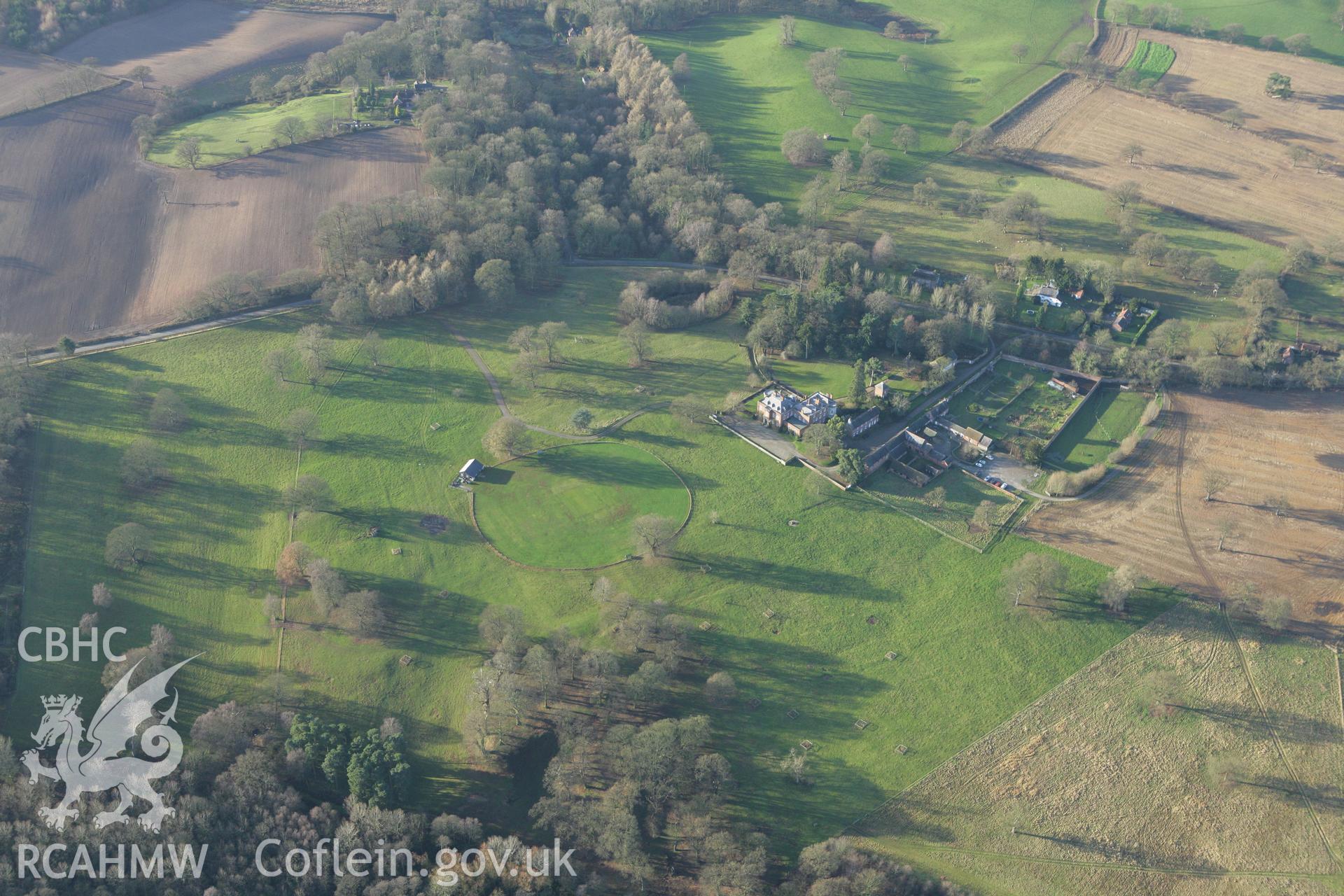 RCAHMW colour oblique photograph of Iscoed Park, Garden, Whitewell. Taken by Toby Driver on 11/12/2007.