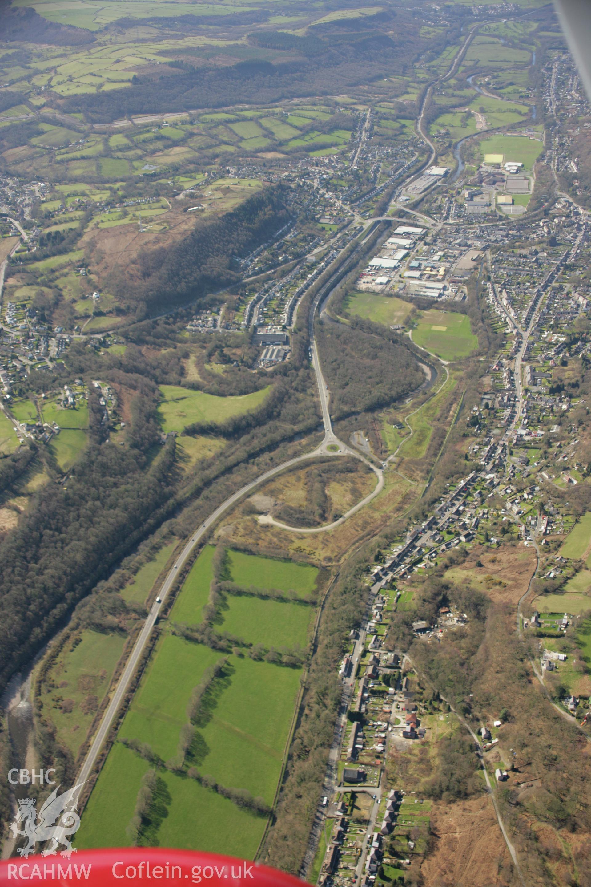 RCAHMW colour oblique aerial photograph of Ynysmeudwy Pound, Swansea Canal. Taken on 21 March 2007 by Toby Driver