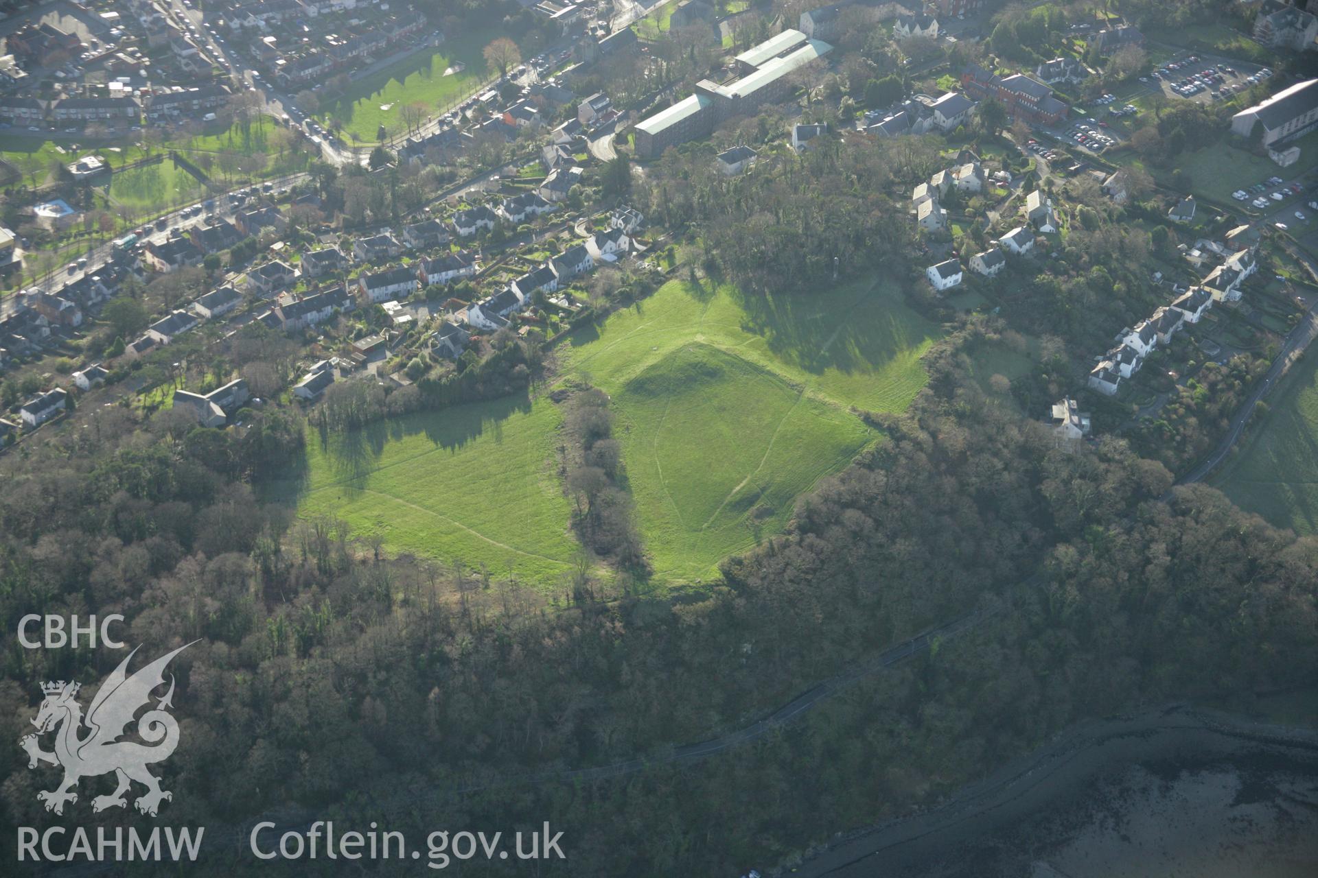 RCAHMW colour oblique aerial photograph of Camp Hill Earthwork. Taken on 25 January 2007 by Toby Driver