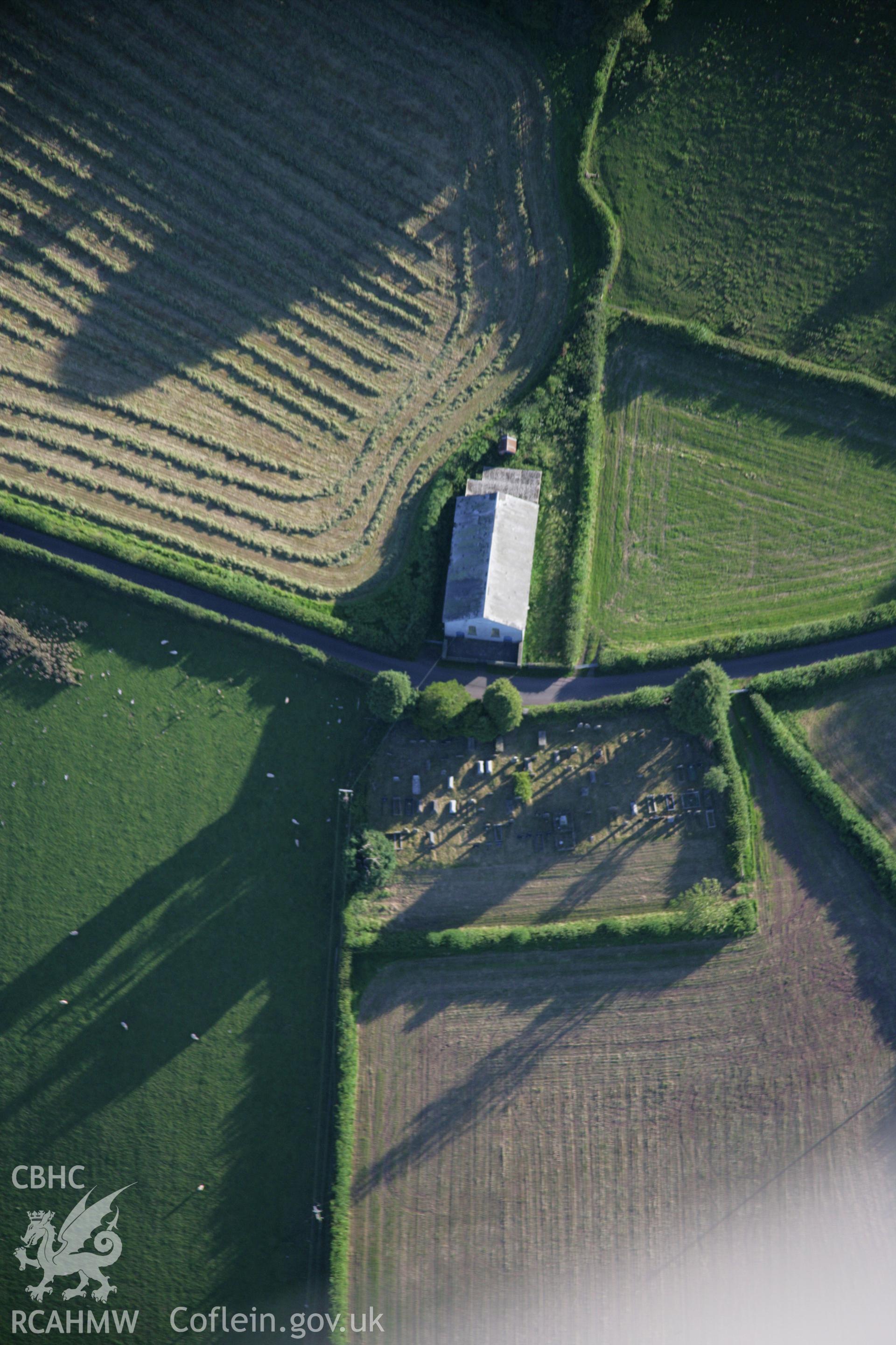 RCAHMW colour oblique aerial photograph of Merthyr Cynog Chapel. Taken on 08 August 2007 by Toby Driver