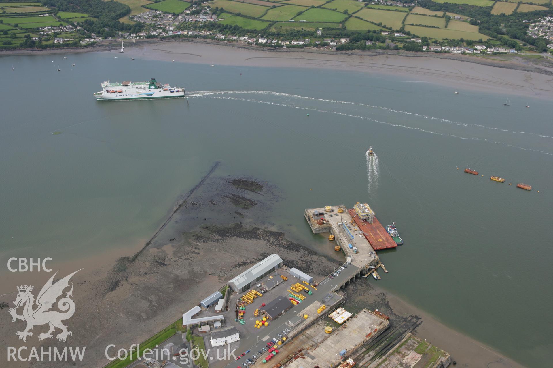 RCAHMW colour oblique photograph of Pembroke Dockyard, Dry Dock. Taken by Toby Driver on 01/08/2007.