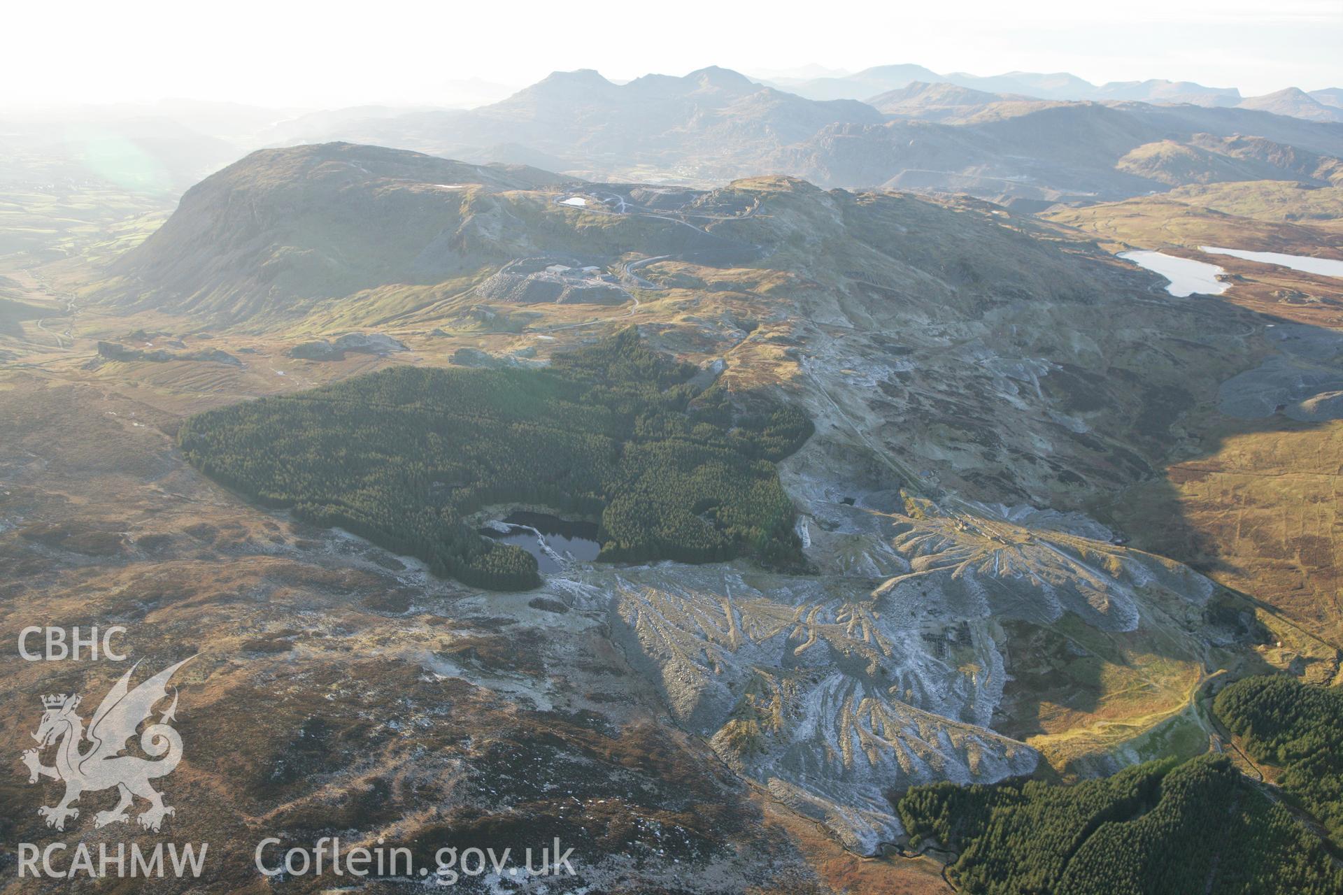 RCAHMW colour oblique photograph of Rhiwbach Slate Quarry. Taken by Toby Driver on 20/12/2007.