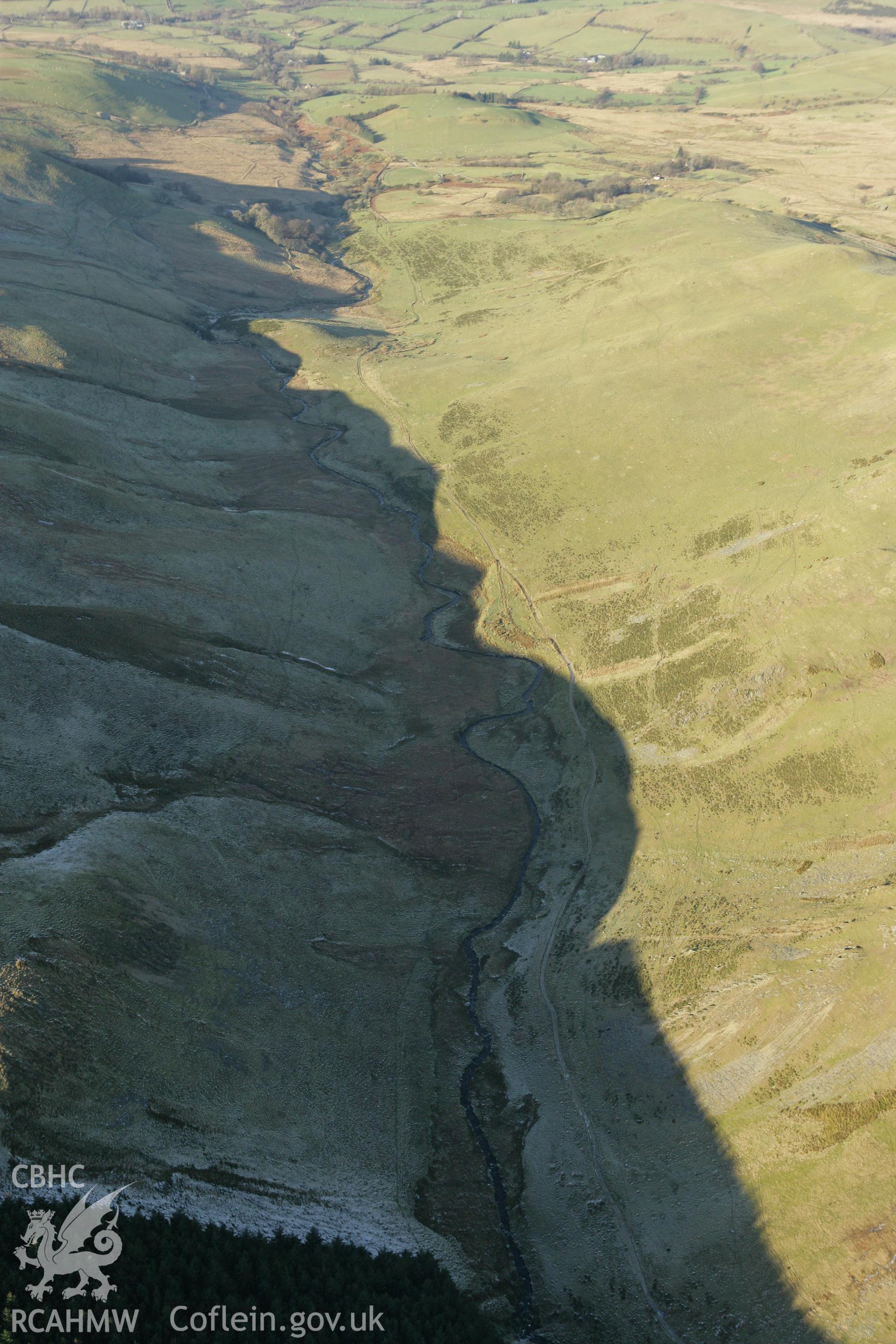 RCAHMW colour oblique photograph of Groes Fawr valley, looking west. Taken by Toby Driver on 20/12/2007.