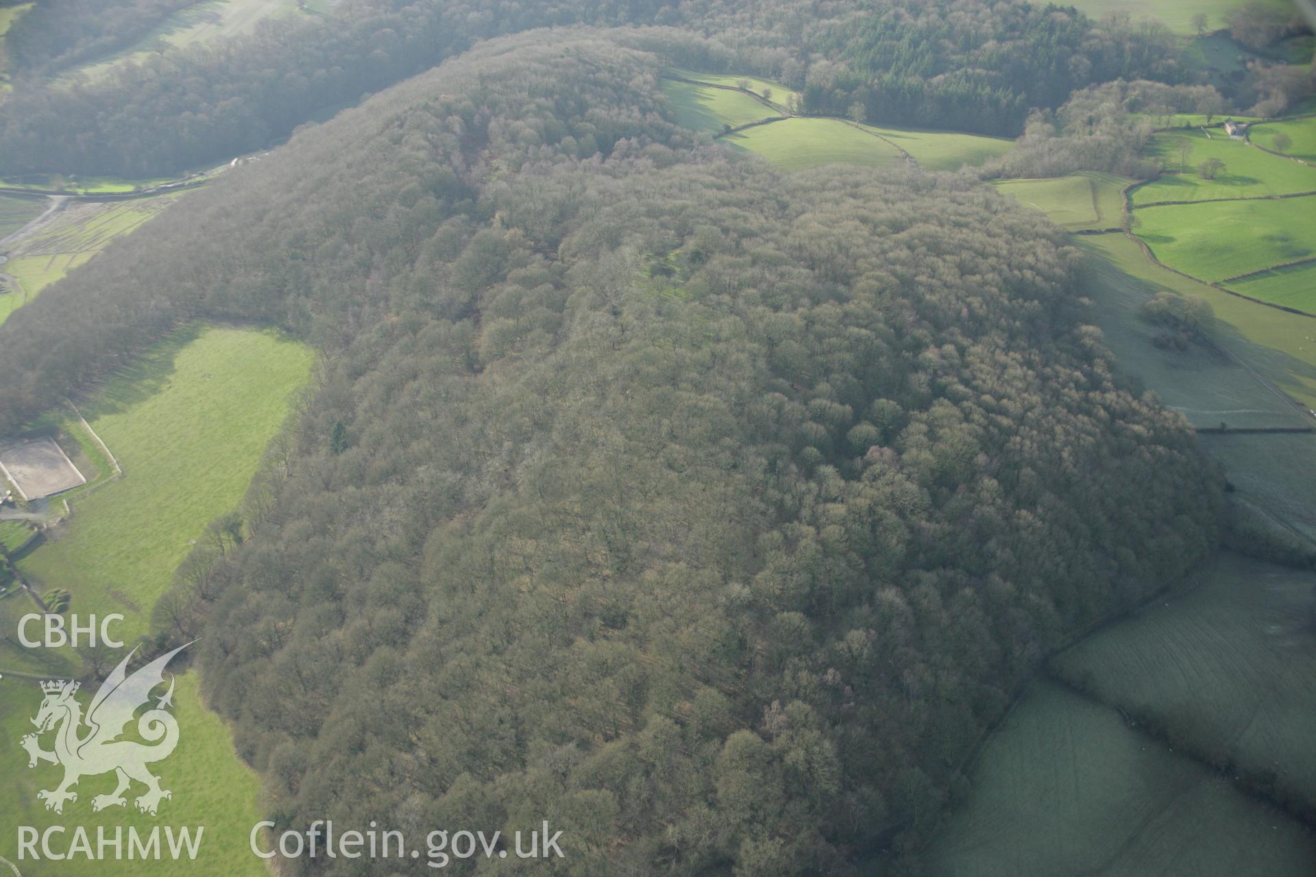 RCAHMW colour oblique aerial photograph of Gaer Fawr, Guilsfield. Taken on 25 January 2007 by Toby Driver