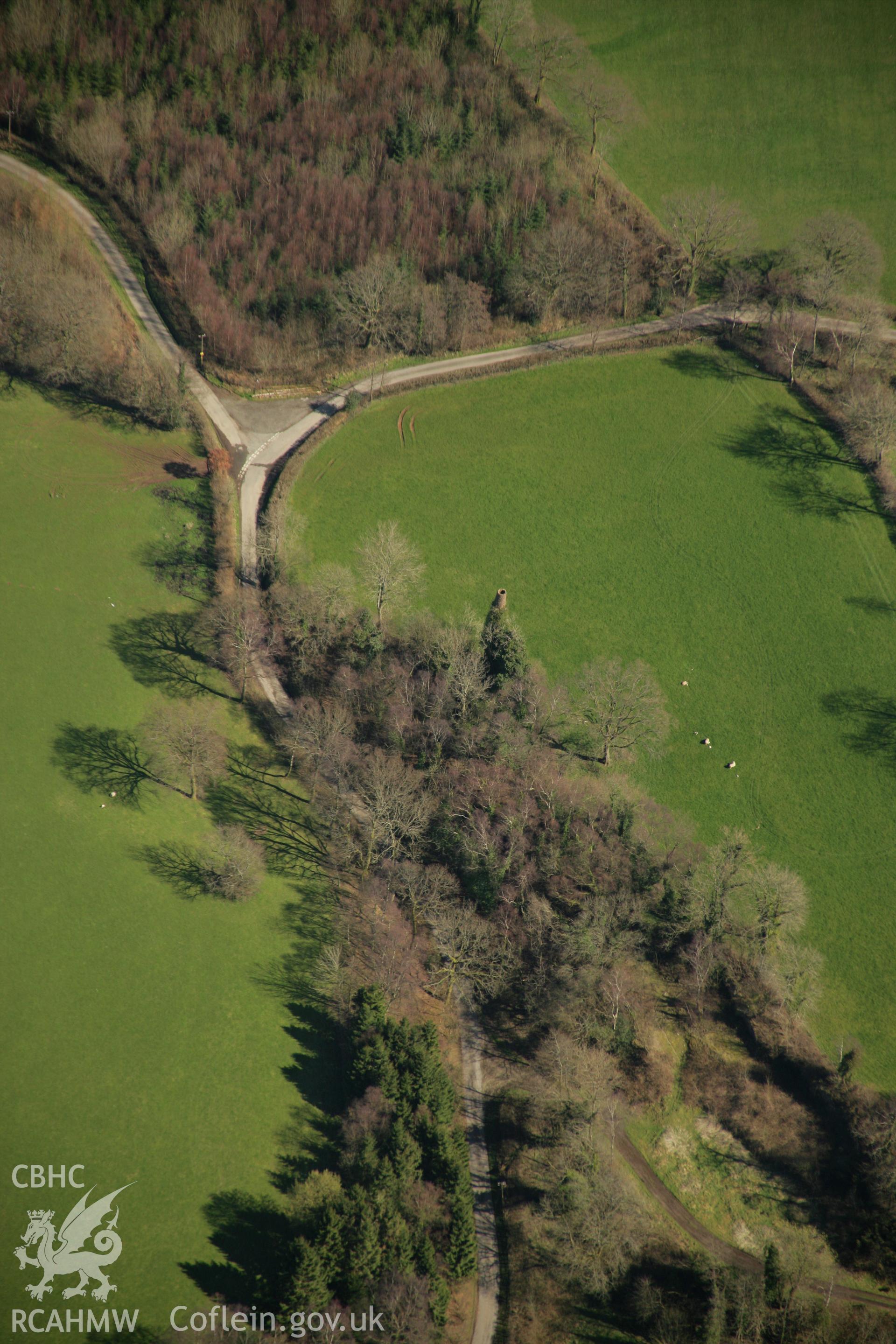 RCAHMW colour oblique aerial photograph of Cae-Sara Lead Mine, near Llangadog. Taken on 21 March 2007 by Toby Driver