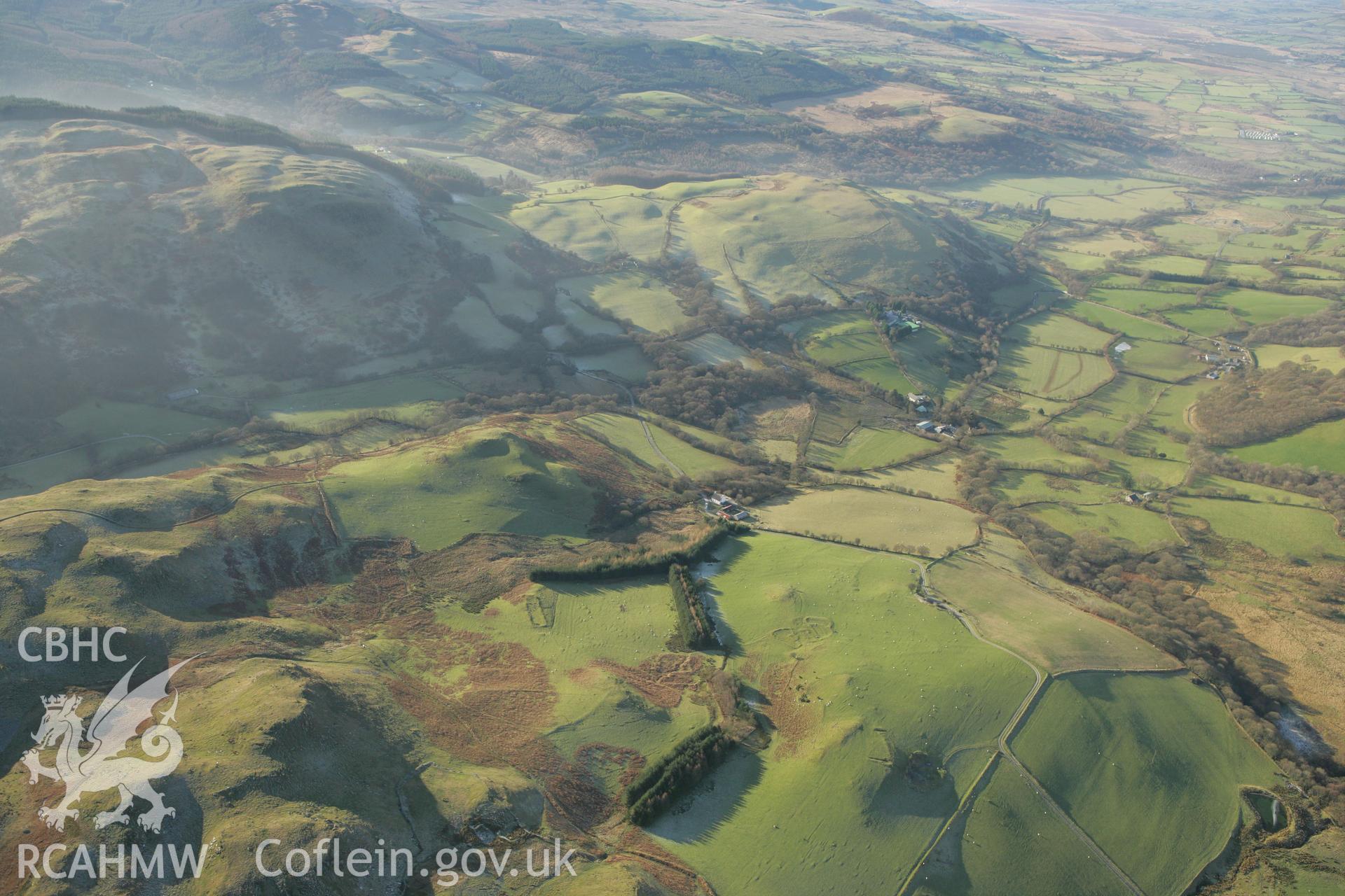 RCAHMW colour oblique photograph of the Troed y Rhiw landscape. Taken by Toby Driver on 20/12/2007.