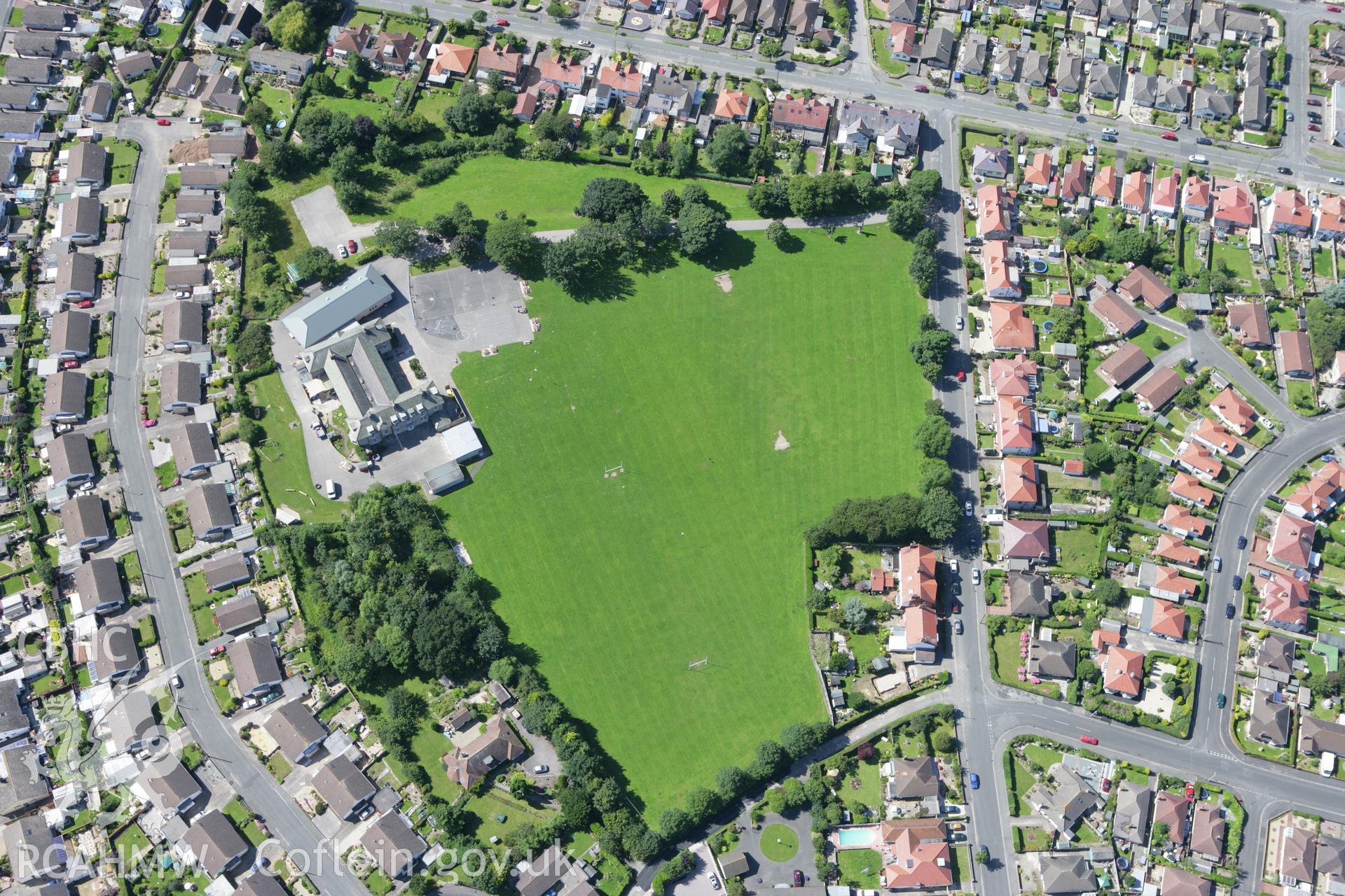 RCAHMW colour oblique aerial photograph of the once presumed, but now discounted, Roman Fort at Prestatyn. Taken on 31 July 2007 by Toby Driver