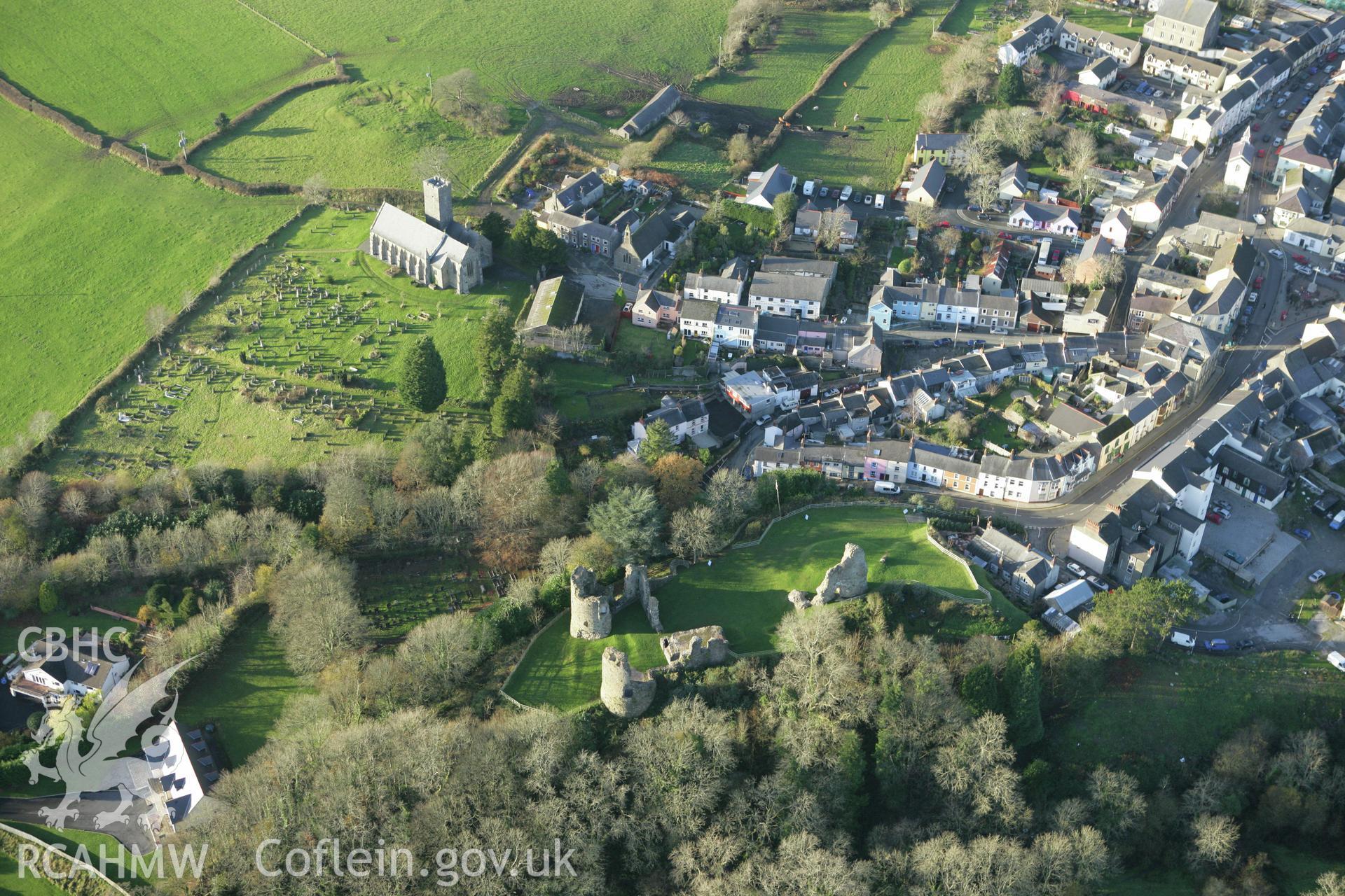 RCAHMW colour oblique photograph of Narberth Castle. Taken by Toby Driver on 29/11/2007.