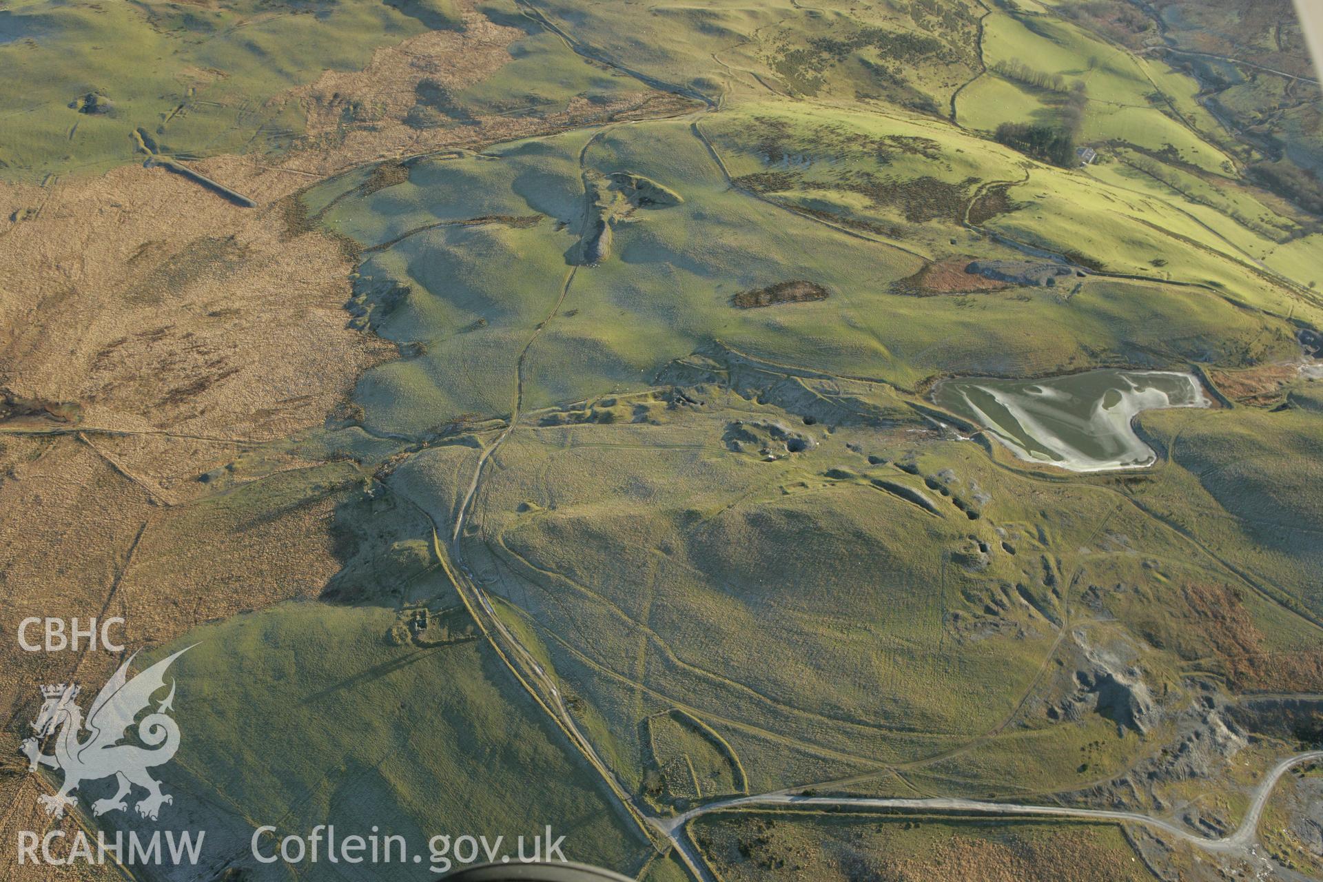 RCAHMW colour oblique photograph of Glogfach Mine. Taken by Toby Driver on 20/12/2007.