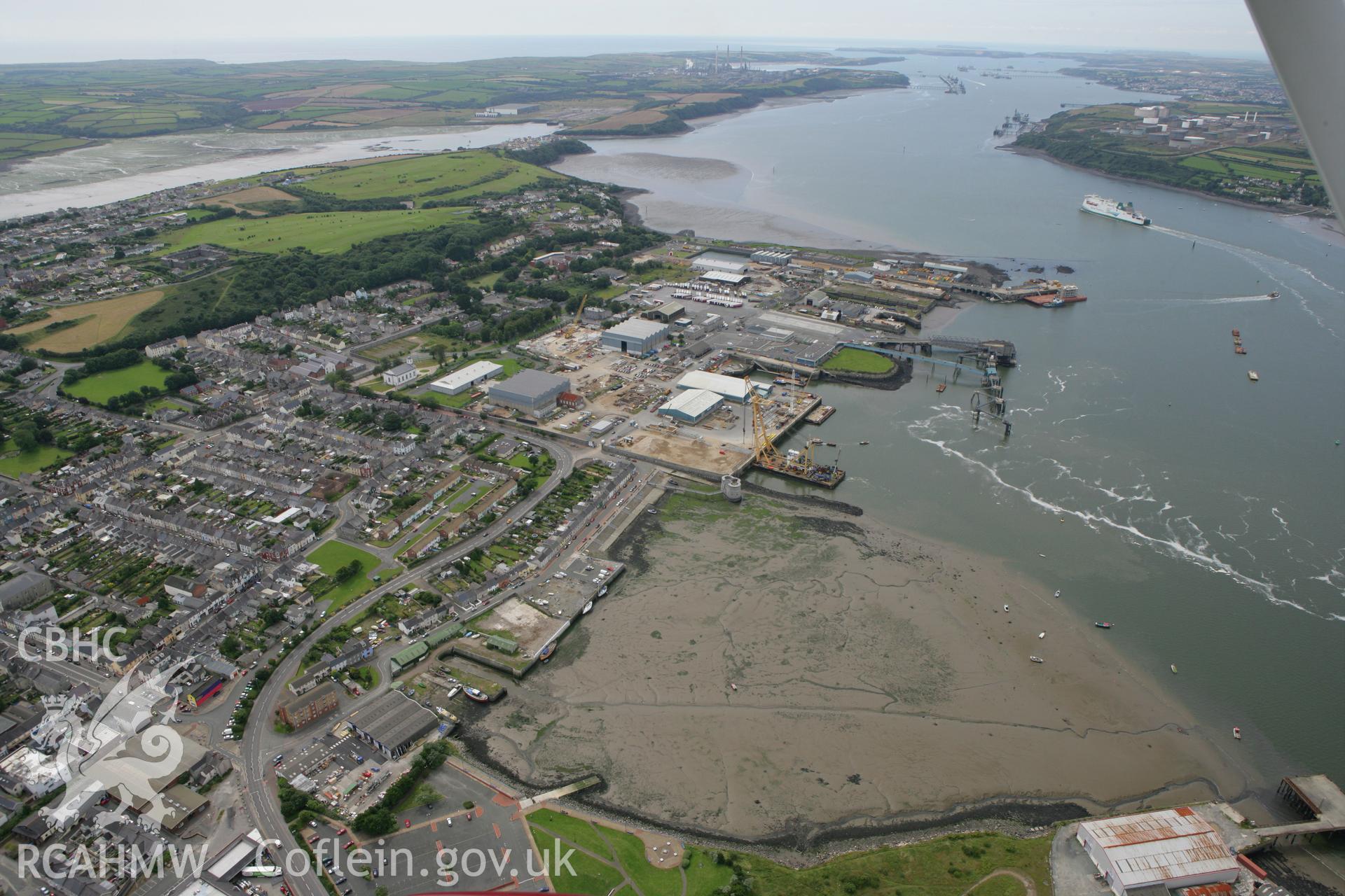 RCAHMW colour oblique photograph of Pembroke Dock. Taken by Toby Driver on 01/08/2007.