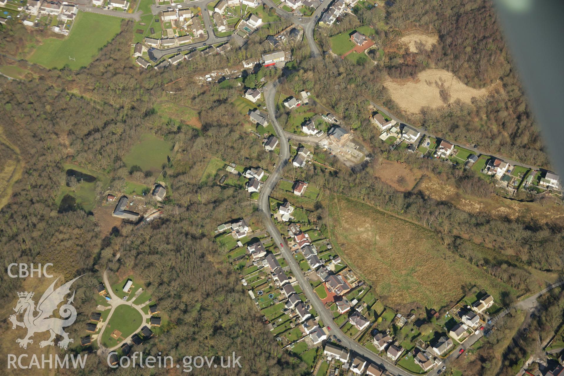 RCAHMW colour oblique aerial photograph of Ynysgedwyn Incline on Claypon's Tramroad, Ystradgynlais. Taken on 21 March 2007 by Toby Driver