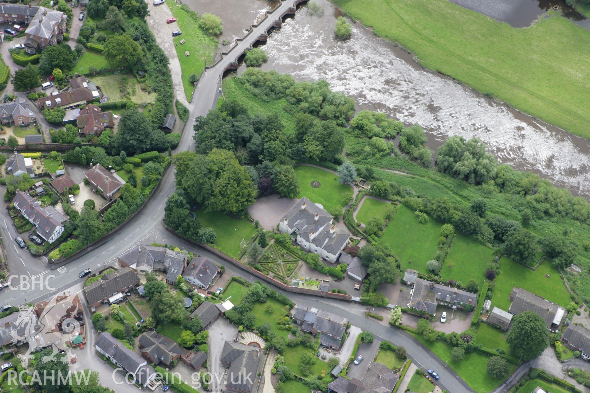 RCAHMW colour oblique aerial photograph of Holt Bridge, Farndon. Taken on 24 July 2007 by Toby Driver