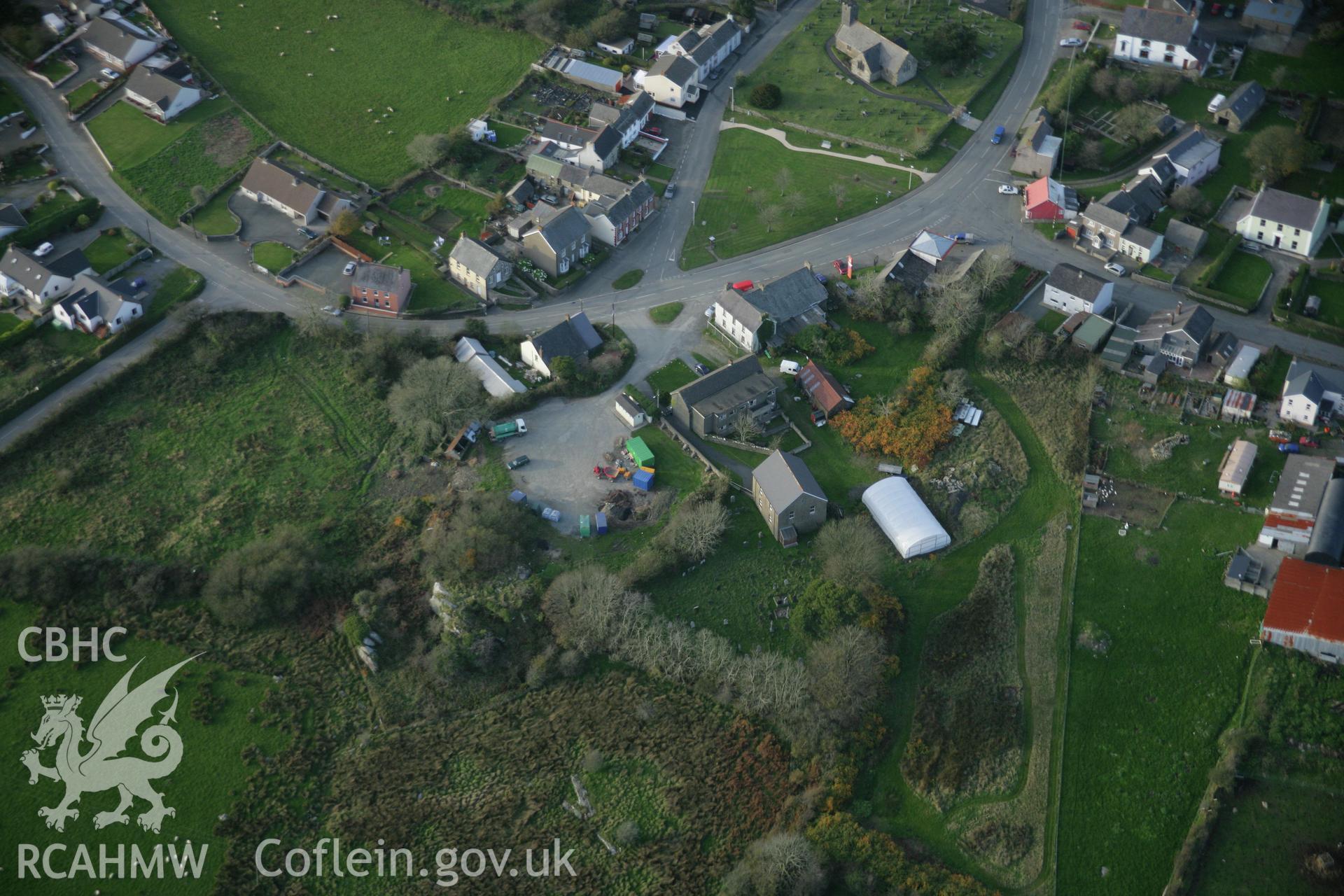 RCAHMW colour oblique photograph of Castell Maenclochog, site of excavations. Taken by Toby Driver on 06/11/2007.