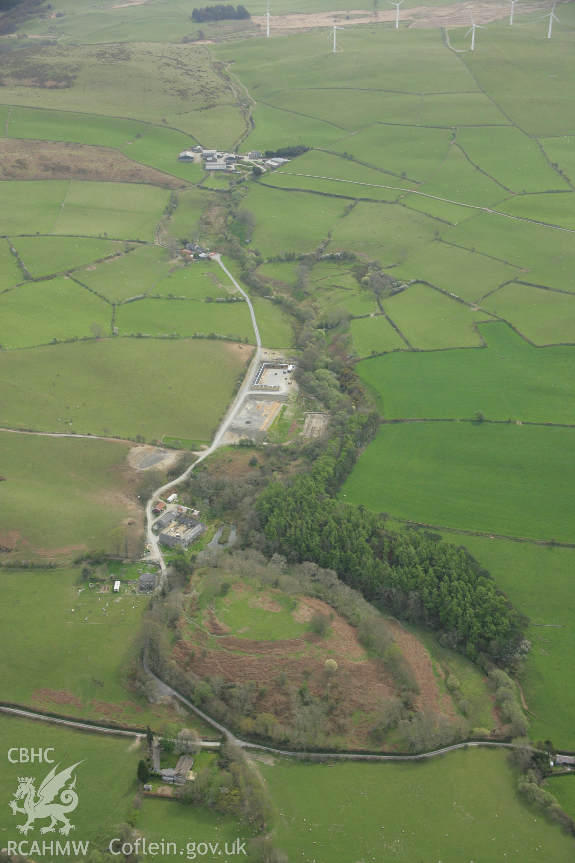 RCAHMW colour oblique aerial photograph of Caer Lletty-Llwyd. Taken on 17 April 2007 by Toby Driver