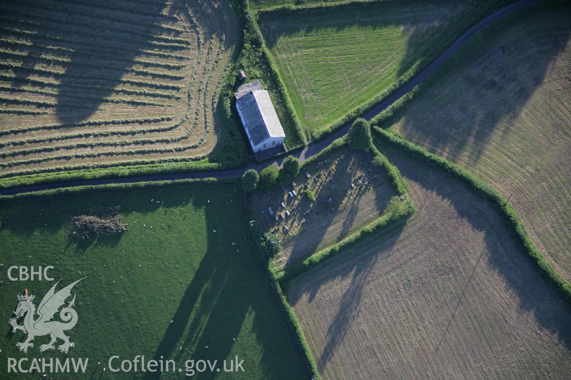 RCAHMW colour oblique aerial photograph of Merthyr Cynog chapel Taken on 08 August 2007 by Toby Driver