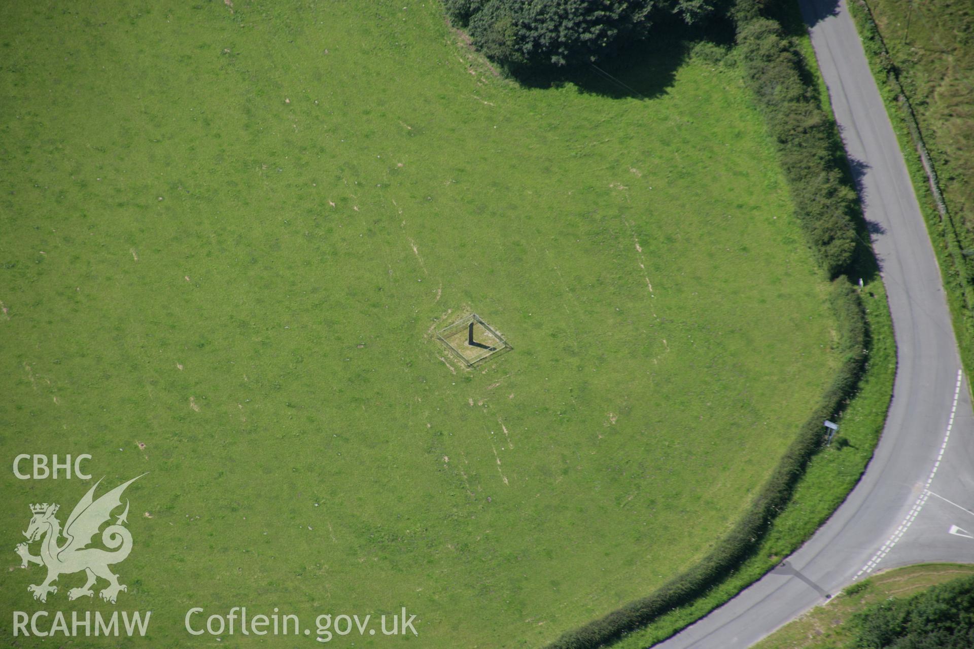 RCAHMW colour oblique aerial photograph of Maen Achwyfan Cross. Taken on 31 July 2007 by Toby Driver