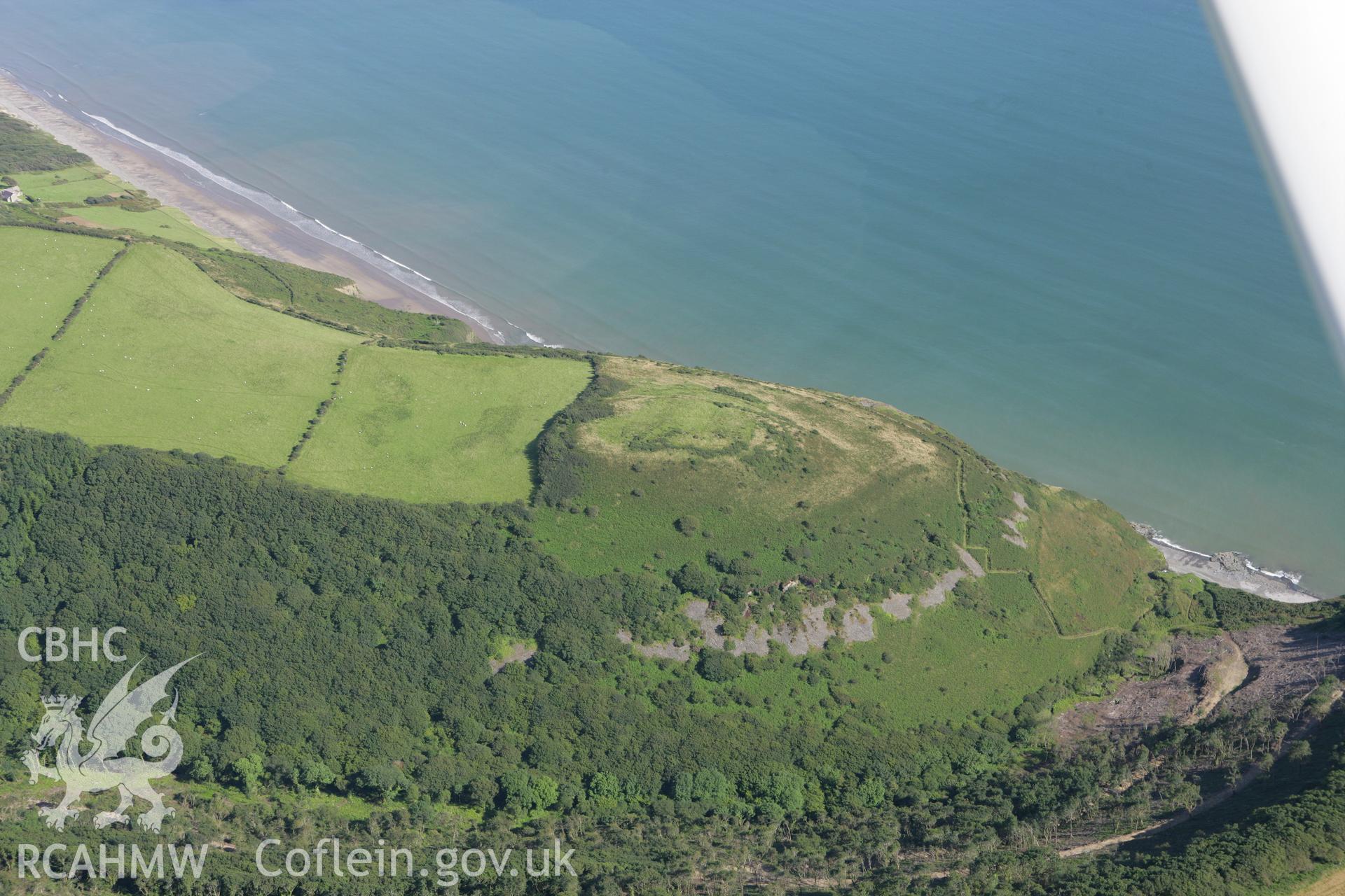 RCAHMW colour oblique aerial photograph of Top Castle, Eglwyscummin. Taken on 30 July 2007 by Toby Driver