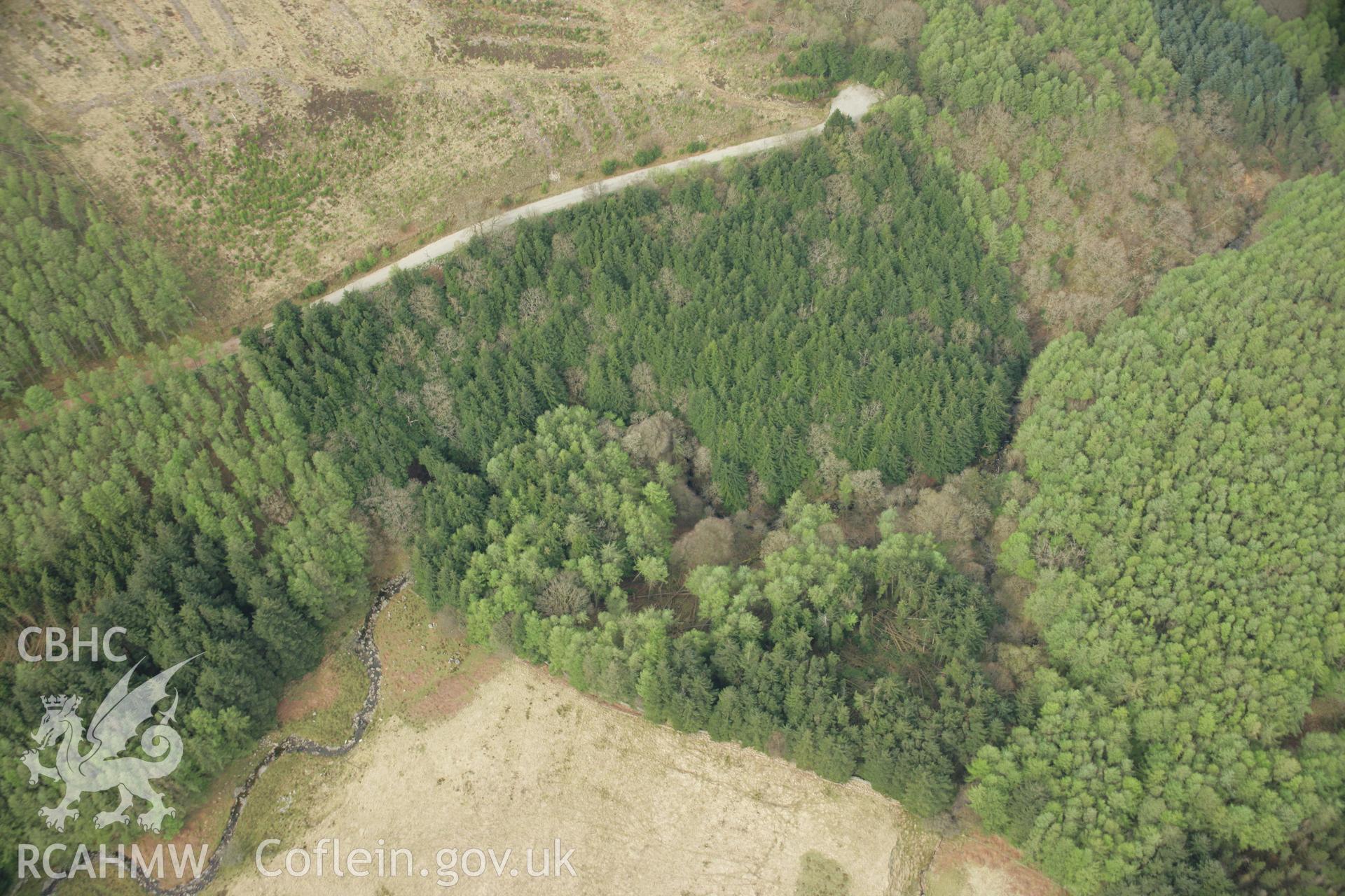 RCAHMW colour oblique aerial photograph of Hafod Uchtryd Cavern Cascade. Taken on 17 April 2007 by Toby Driver