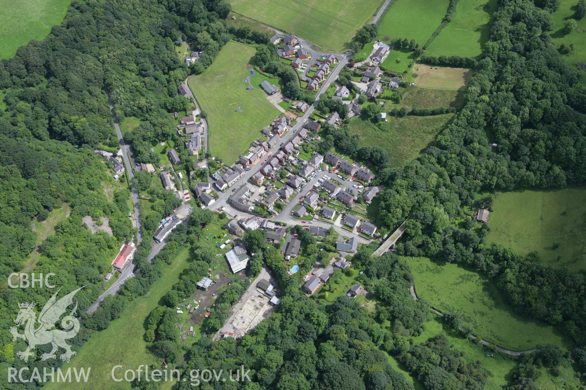 RCAHMW colour oblique aerial photograph of Ffrith Roman Site. Taken on 24 July 2007 by Toby Driver