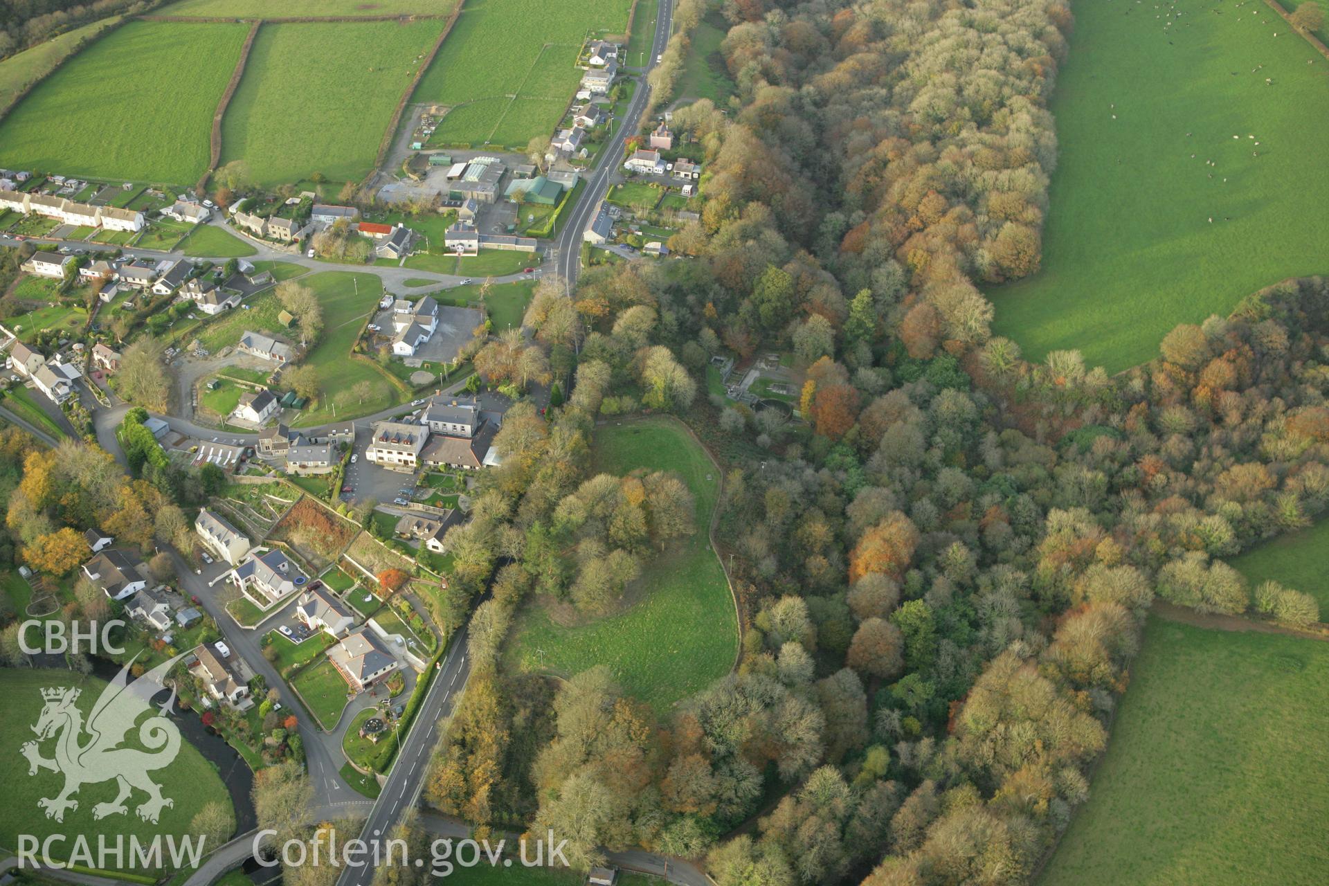 RCAHMW colour oblique photograph of Wolf's Castle, motte. Taken by Toby Driver on 06/11/2007.