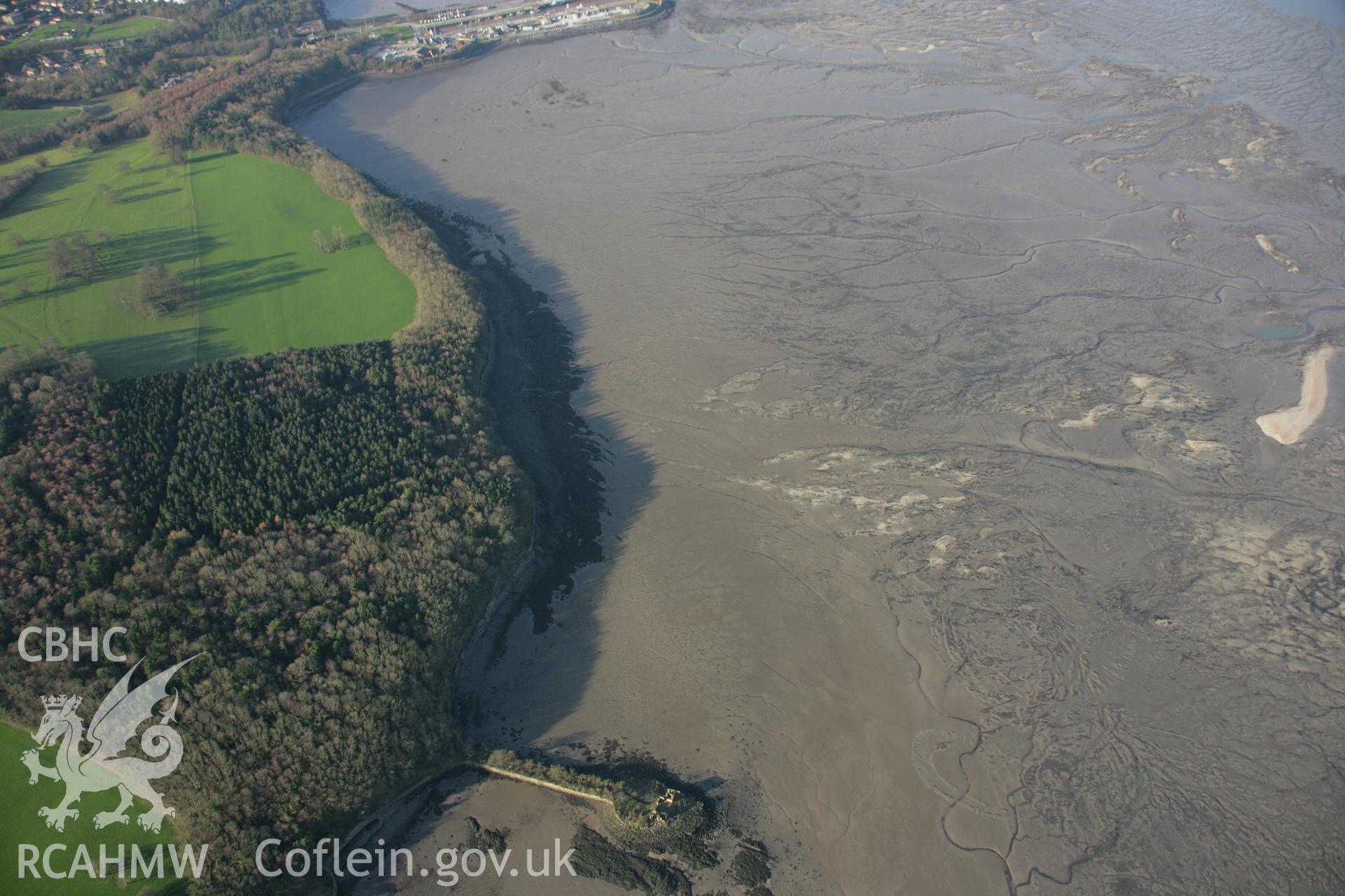 RCAHMW colour oblique aerial photograph showing view of Ogwen Fish Weir. Taken on 25 January 2007 by Toby Driver