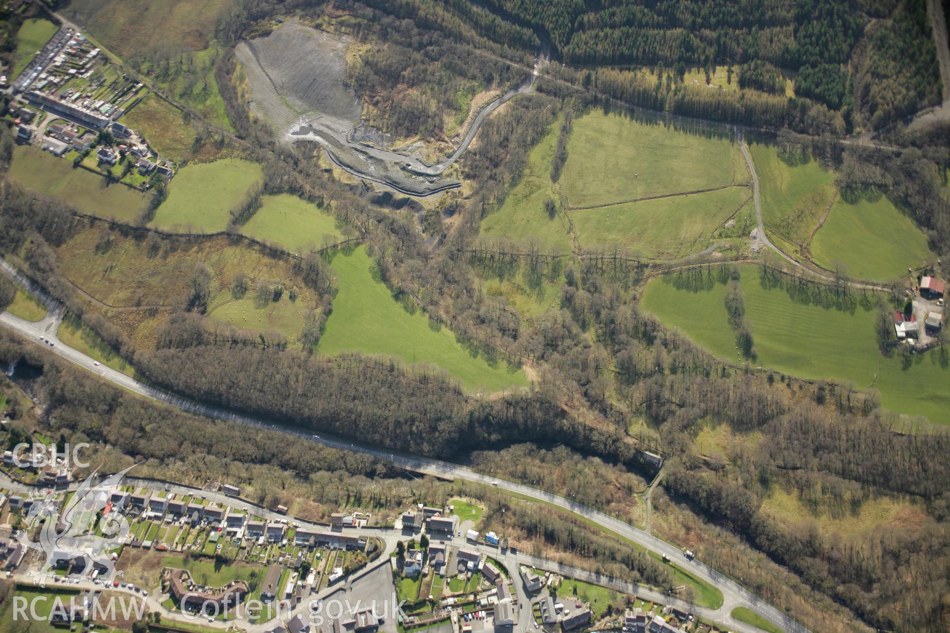 RCAHMW colour oblique aerial photograph of Lefel Fawr Colliery, Abercraf. Taken on 21 March 2007 by Toby Driver