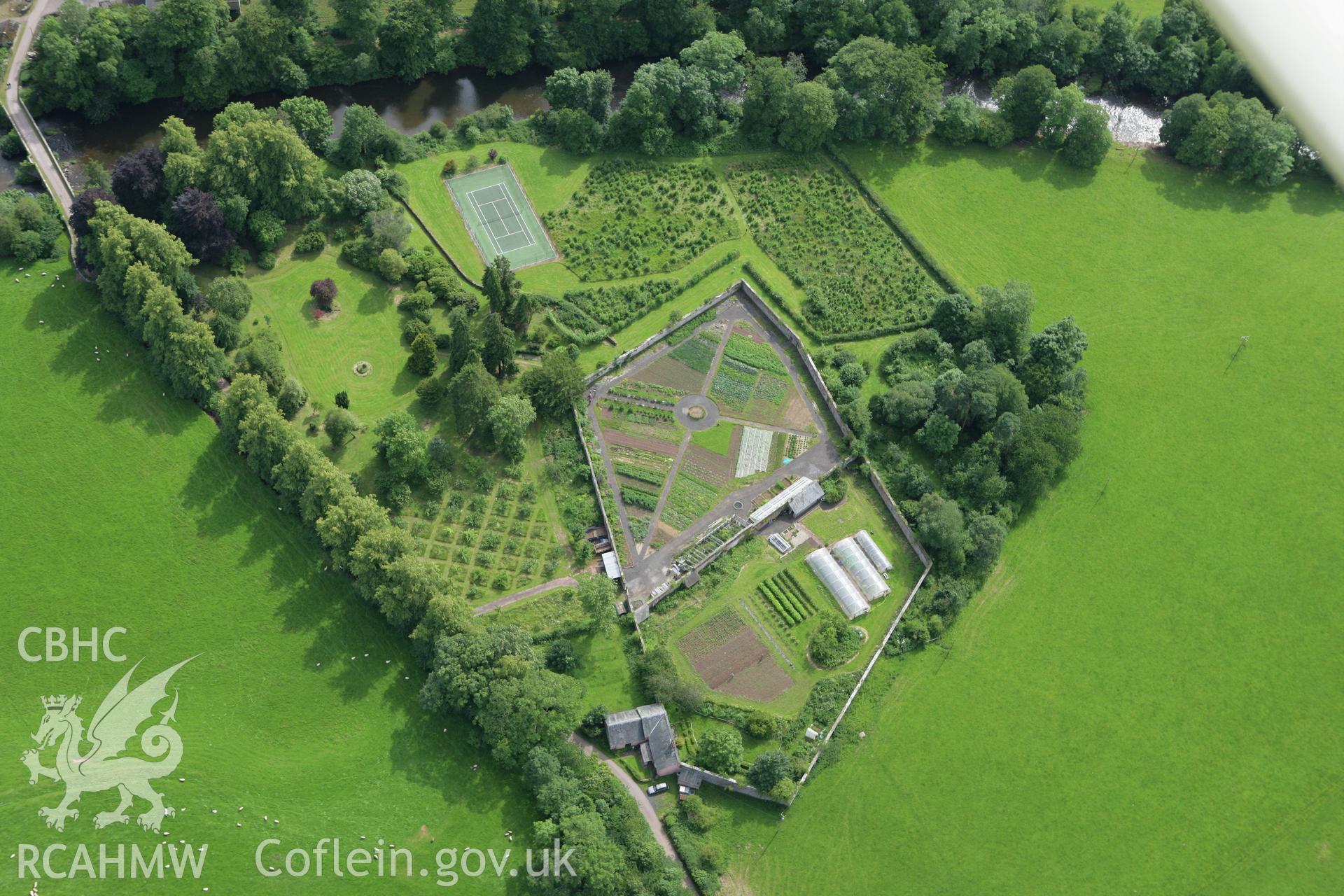 RCAHMW colour oblique aerial photograph of Penpont Garden, Trallong. Taken on 09 July 2007 by Toby Driver