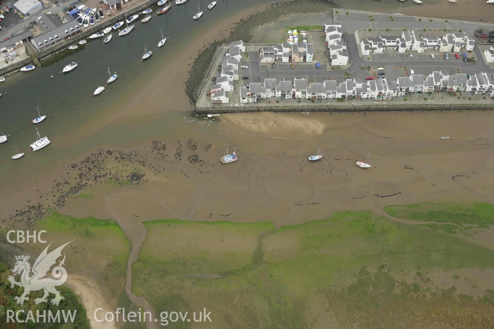 RCAHMW colour oblique photograph of Porthmadog Harbour New Wharf;Snowdon Wharf. Taken by Toby Driver on 08/10/2007.