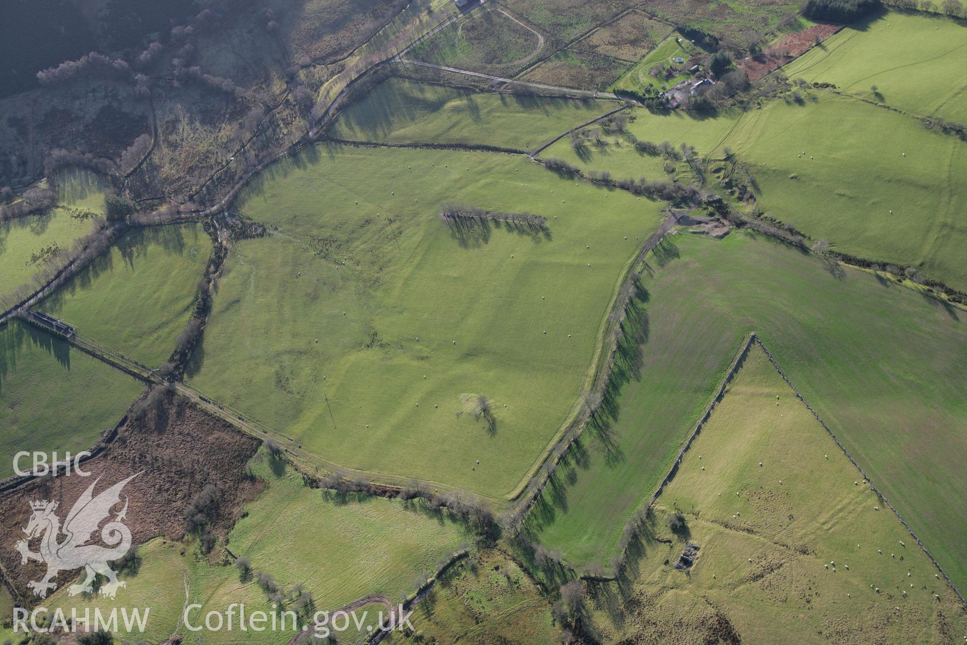 RCAHMW colour oblique photograph of Earthworks of Relict Field System, Lletty-Mawr. Taken by Toby Driver on 11/12/2007.