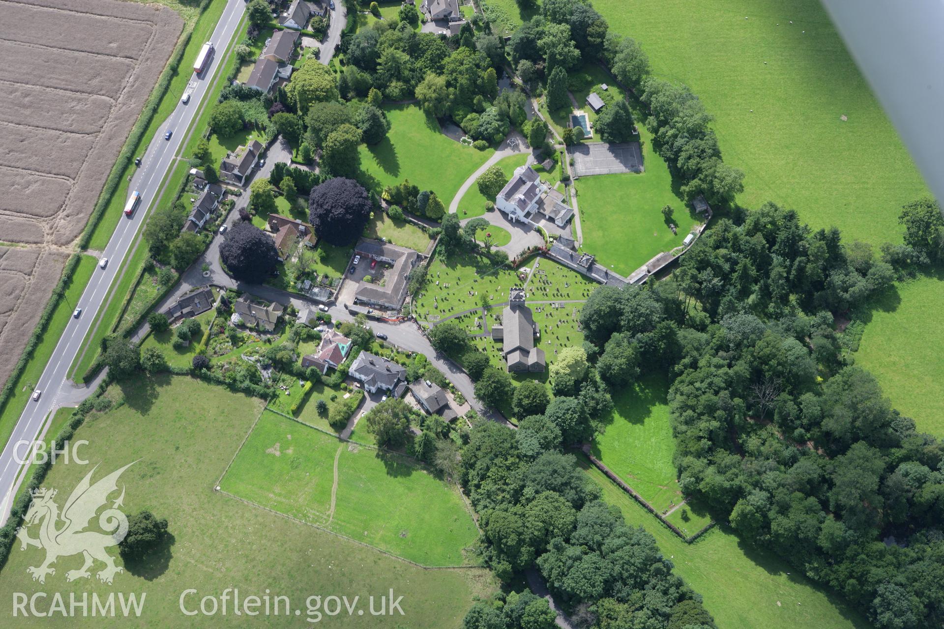 RCAHMW colour oblique aerial photograph of St Michael's Church, Lower Machen. Taken on 30 July 2007 by Toby Driver