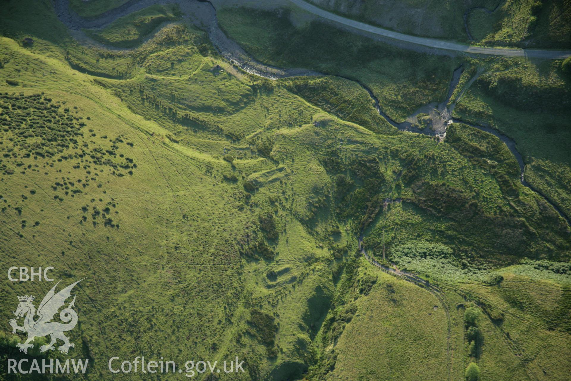 RCAHMW colour oblique aerial photograph of Blaen Duhonw Deserted Rural Settlement, Llangammarch Wells. Taken on 08 August 2007 by Toby Driver