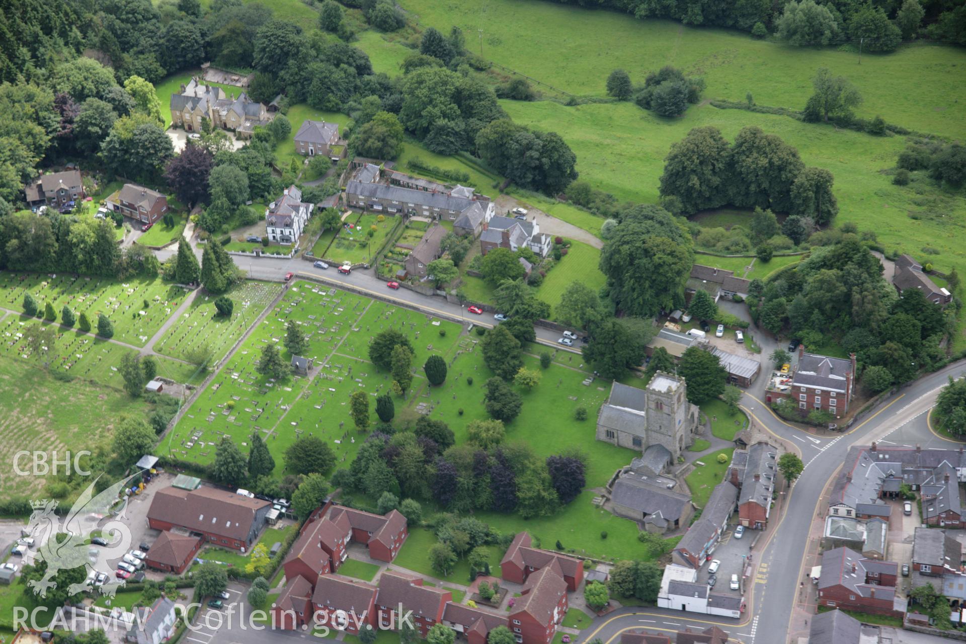 RCAHMW colour oblique aerial photograph of Chirk Motte. Taken on 24 July 2007 by Toby Driver