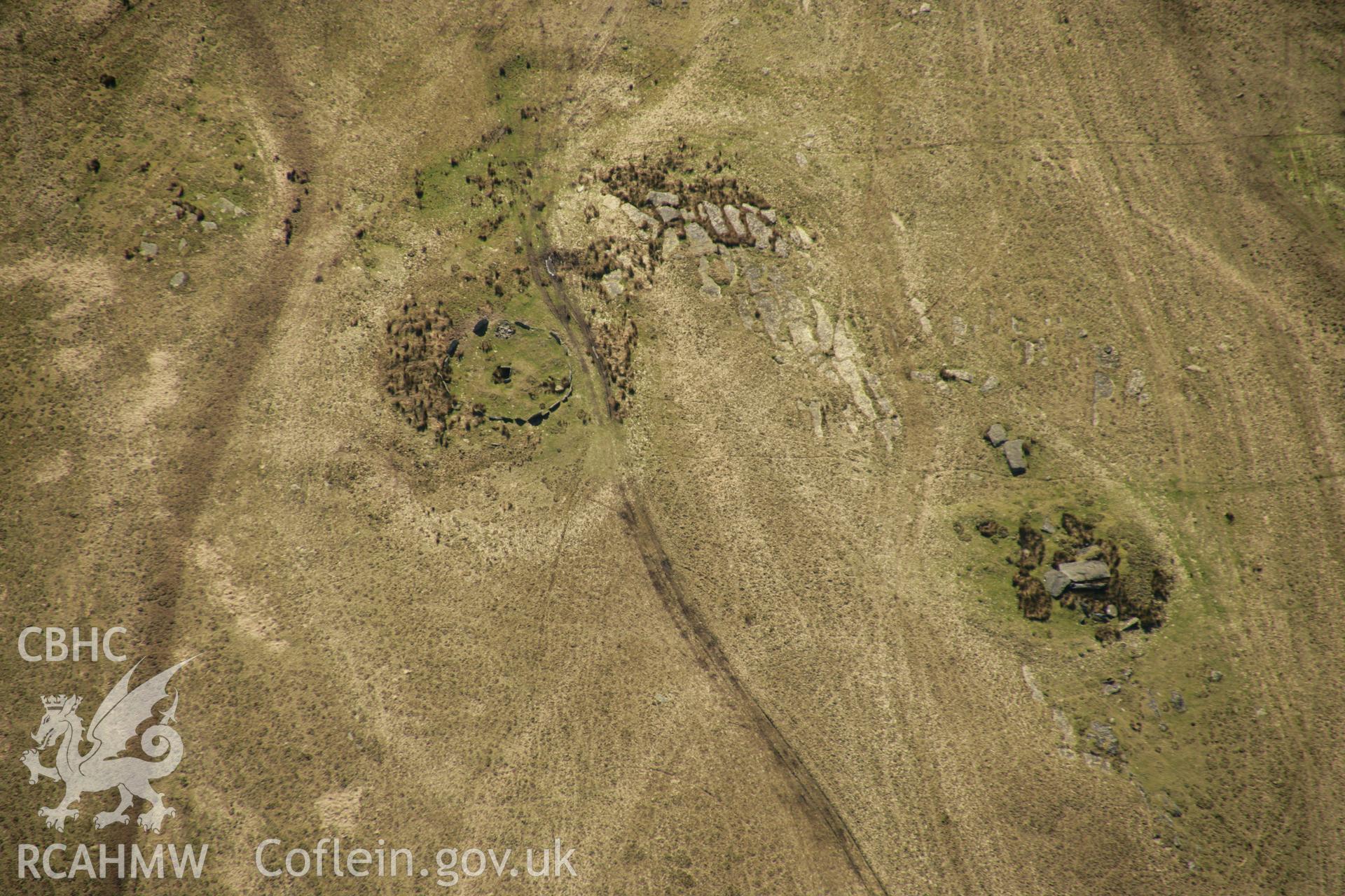 RCAHMW colour oblique aerial photograph of Carn Llechart (Cerrig Pikes), Mynydd Carnllechart, Pontardawe. Taken on 21 March 2007 by Toby Driver